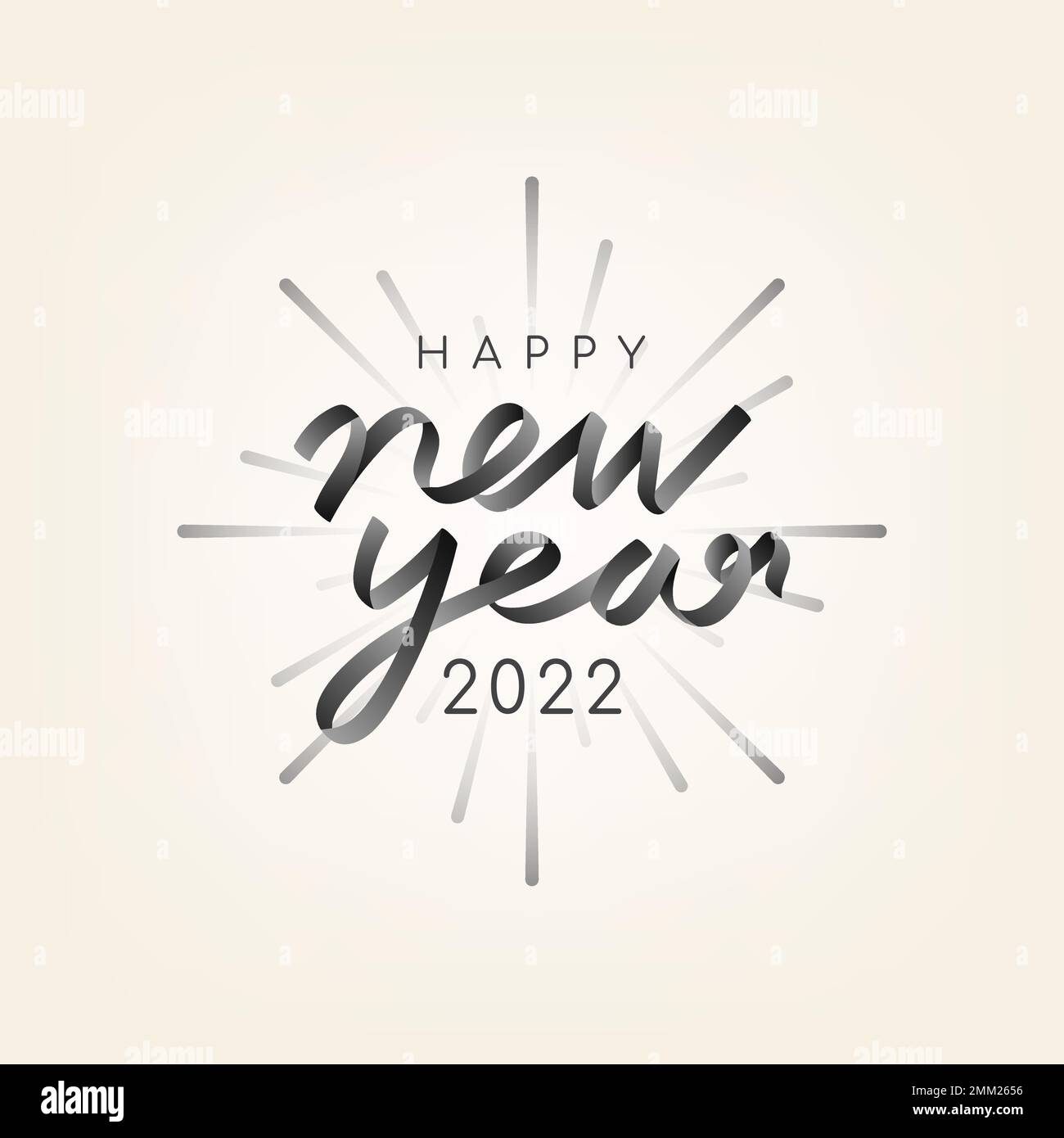 2022 schwarz glückliches neues Jahr Text ästhetische Saison 's Begrüßungstext auf beigem Hintergrund Vektor Stock Vektor