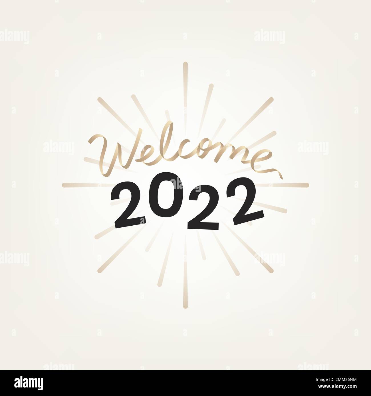 2022 Gold willkommen Neujahr Text, ästhetische Typografie auf beigem Hintergrund Vektor Stock Vektor