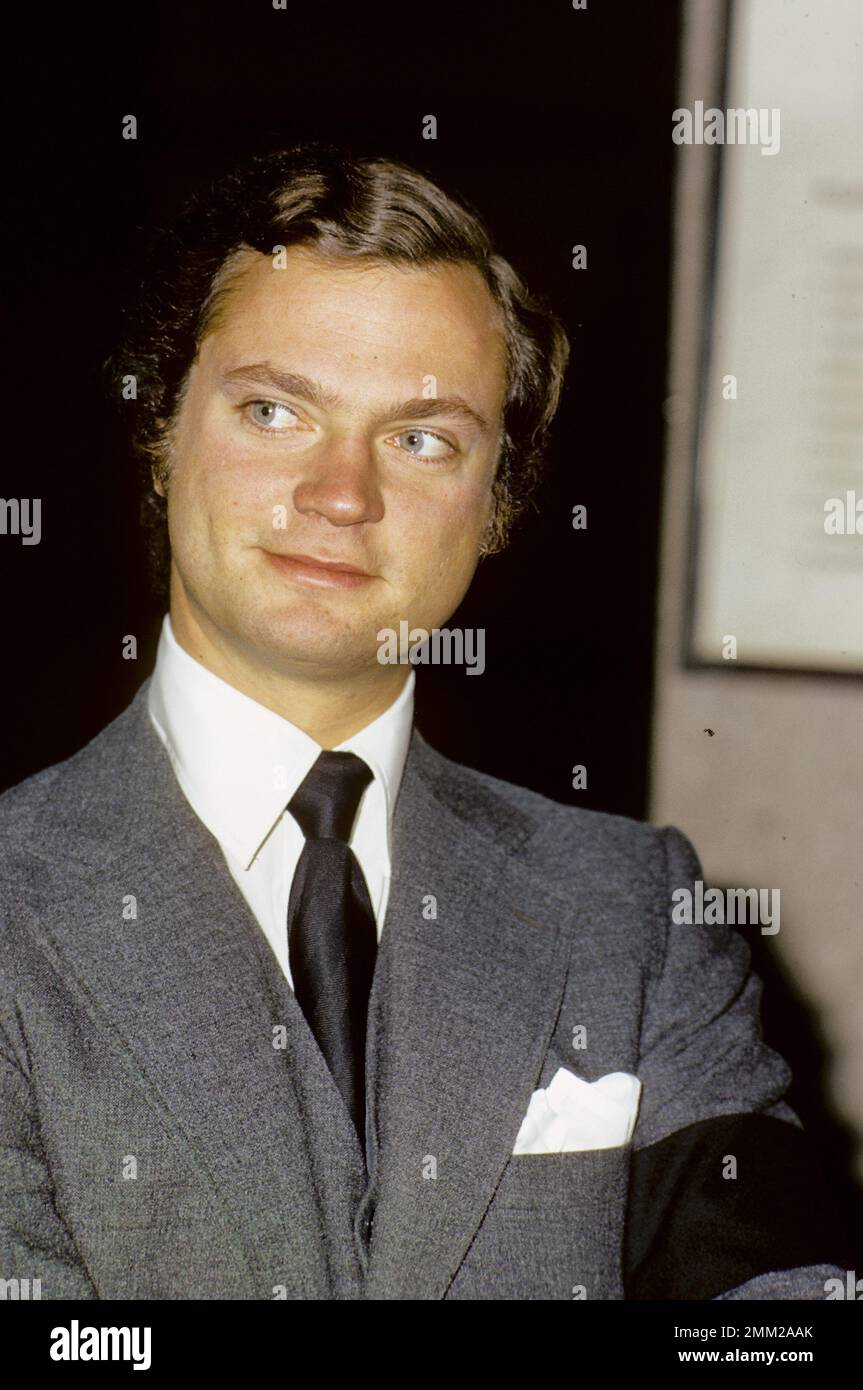 Carl XVI Gustaf, König von Schweden. Geboren am 30. april 1946. Abbildung 1973 mit schwarzem Armband am linken Arm, um anzuzeigen, dass er nach dem Tod seines Großvaters König Gustaf VI. Adolf trauert. Stockfoto