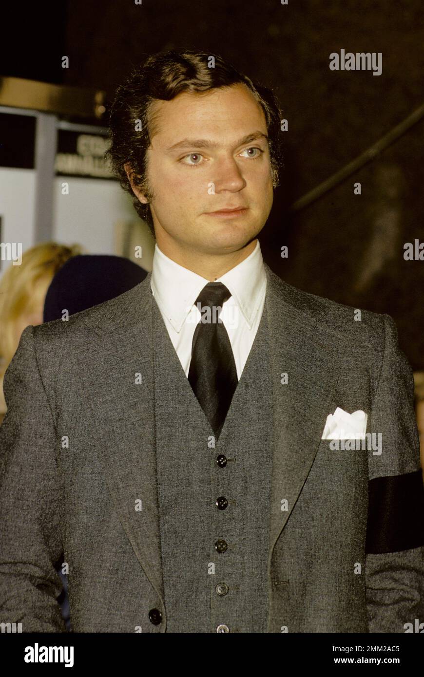 Carl XVI Gustaf, König von Schweden. Geboren am 30. april 1946. Abbildung 1973 mit schwarzem Armband am linken Arm, um anzuzeigen, dass er nach dem Tod seines Großvaters König Gustaf VI. Adolf trauert. Stockfoto