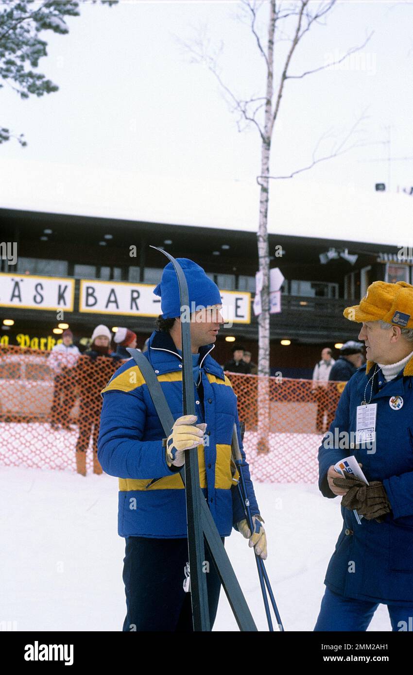 Carl XVI Gustaf, König von Schweden. Geboren am 30. april 1946. Bild während der schwedischen Skimeisterschaft in Mora 1979. Stockfoto