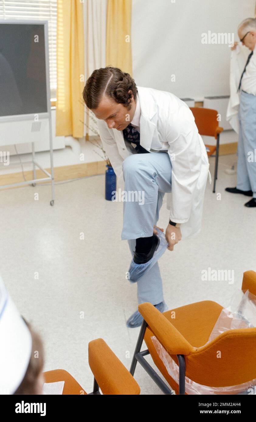 Carl XVI Gustaf, König von Schweden. Geboren am 30. april 1946. Foto beim Besuch des Pharmaunternehmens Pharmacia in Fyrislund Uppsala 1978 Stockfoto