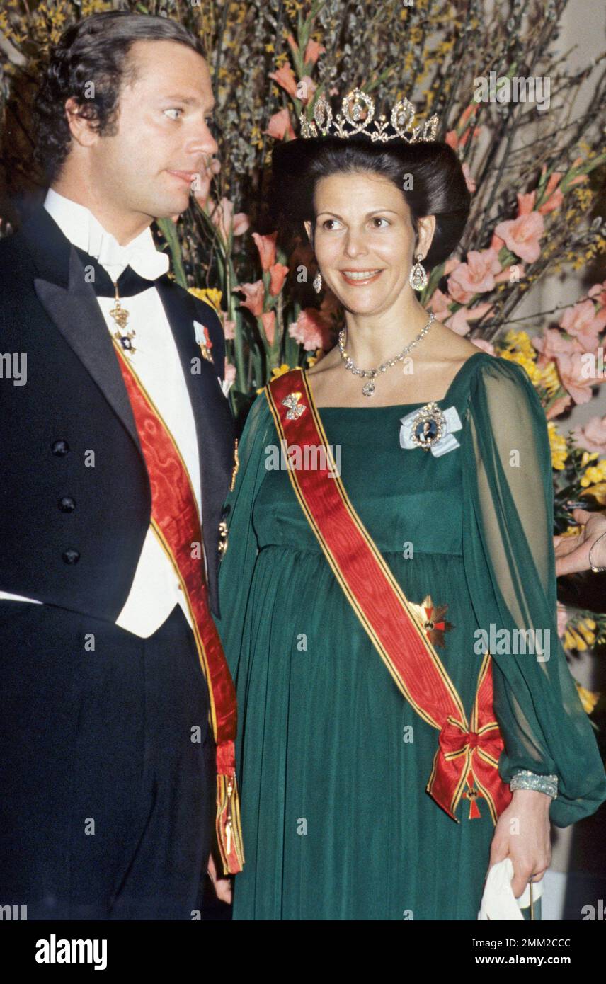 Carl XVI Gustaf, König von Schweden. Geboren am 30. april 1946. Abgebildet mit Königin Silvia 1979 in Deutschland. Stockfoto