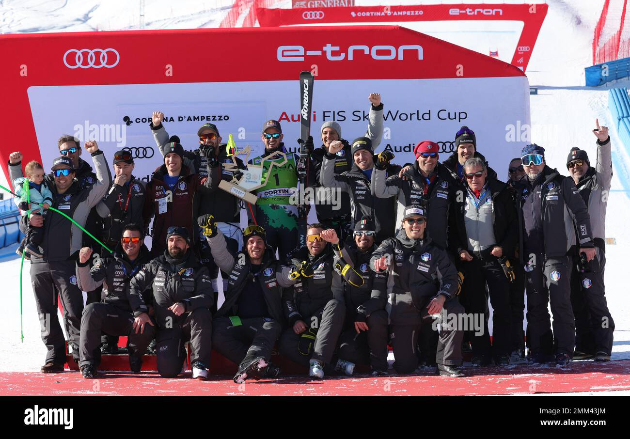 SKIFAHREN - FIS SKI WORLD CUP, &#XA;Männer Super G&#XA;Olympia delle Tofane &#XA;Cortina D’Ampezzo &#XA;Sonntag, 29. Januar&#XA;&#XA;Italienisches Team Stockfoto