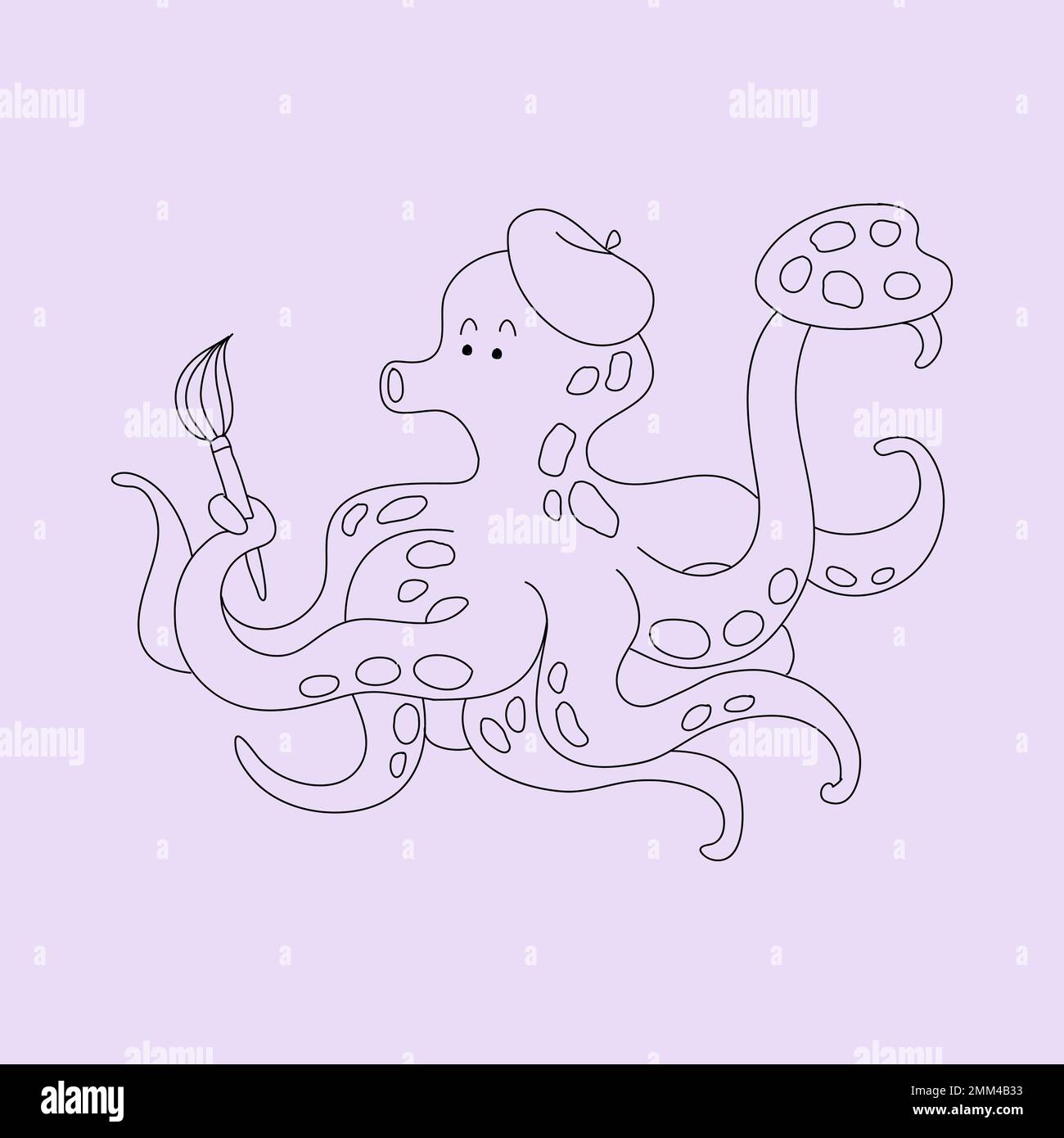 Octopus niedlichen Tier Illustration für Kinder Färbung Vektor Stock Vektor