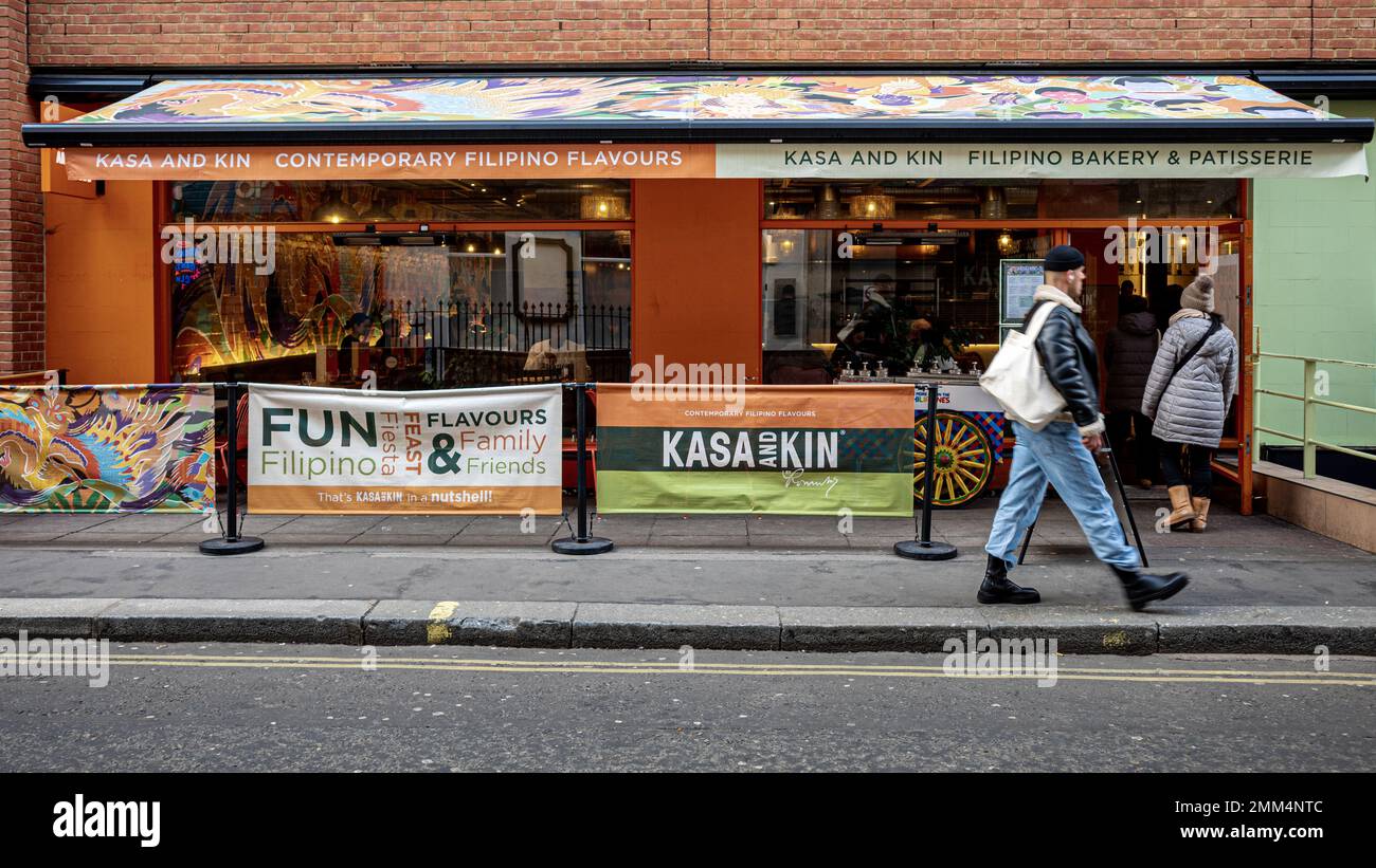 Kasa & Kin Restaurant Soho London. Filipino Restaurant im 52-53 Poland St Soho im Zentrum von London. Stockfoto