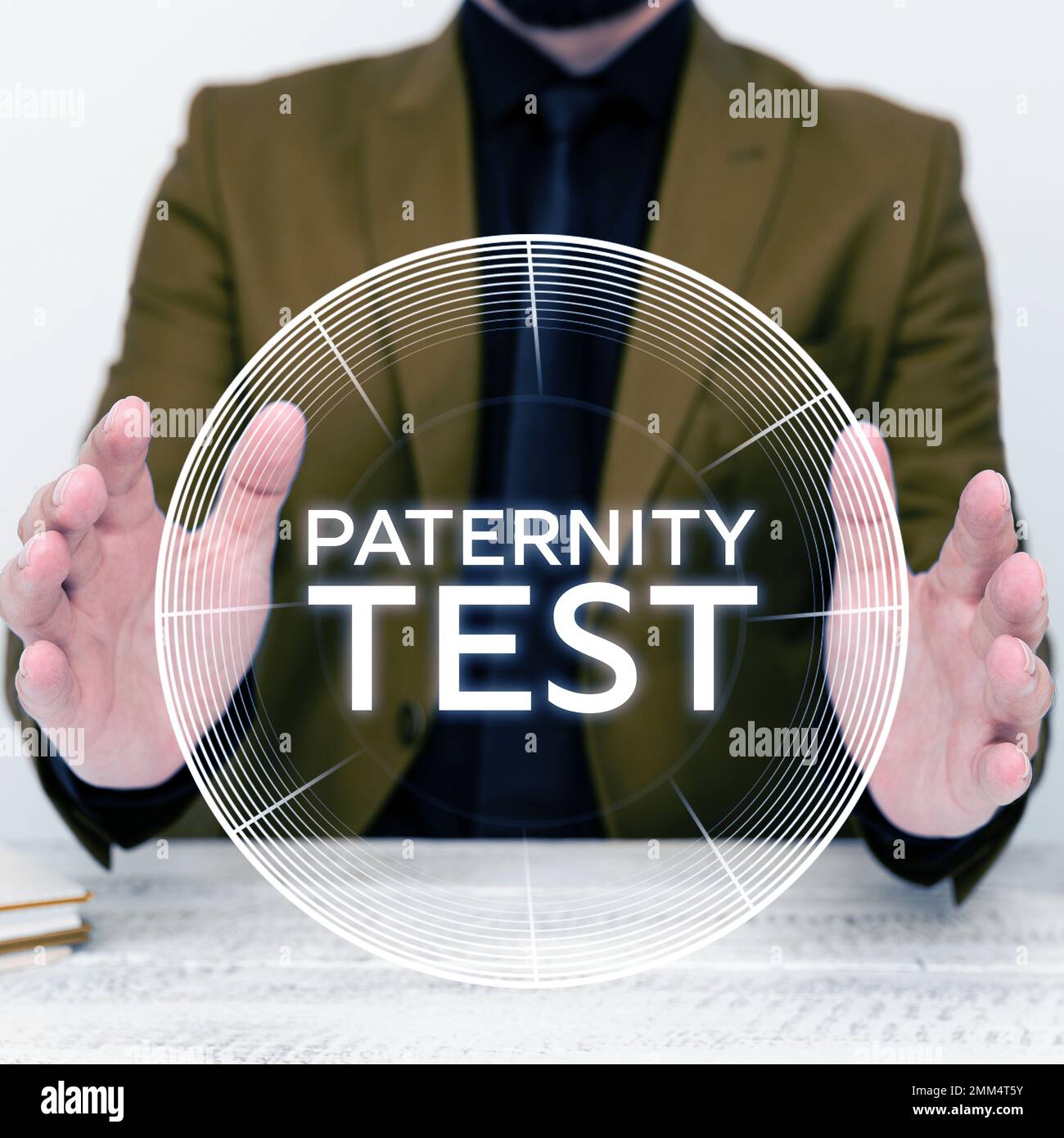 Schild mit Vaterschaftstest. Geschäftsidee ein DNATest, um zu bestimmen, ob ein bestimmter Mann
