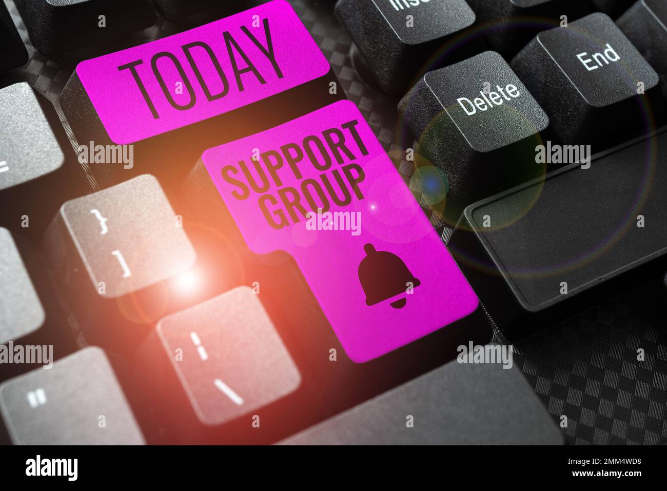 Support-Gruppe für konzeptionelle Anzeige. Wort für die Anzahl der Personen, die an Serviceverpflichtungen beteiligt sind Stockfoto