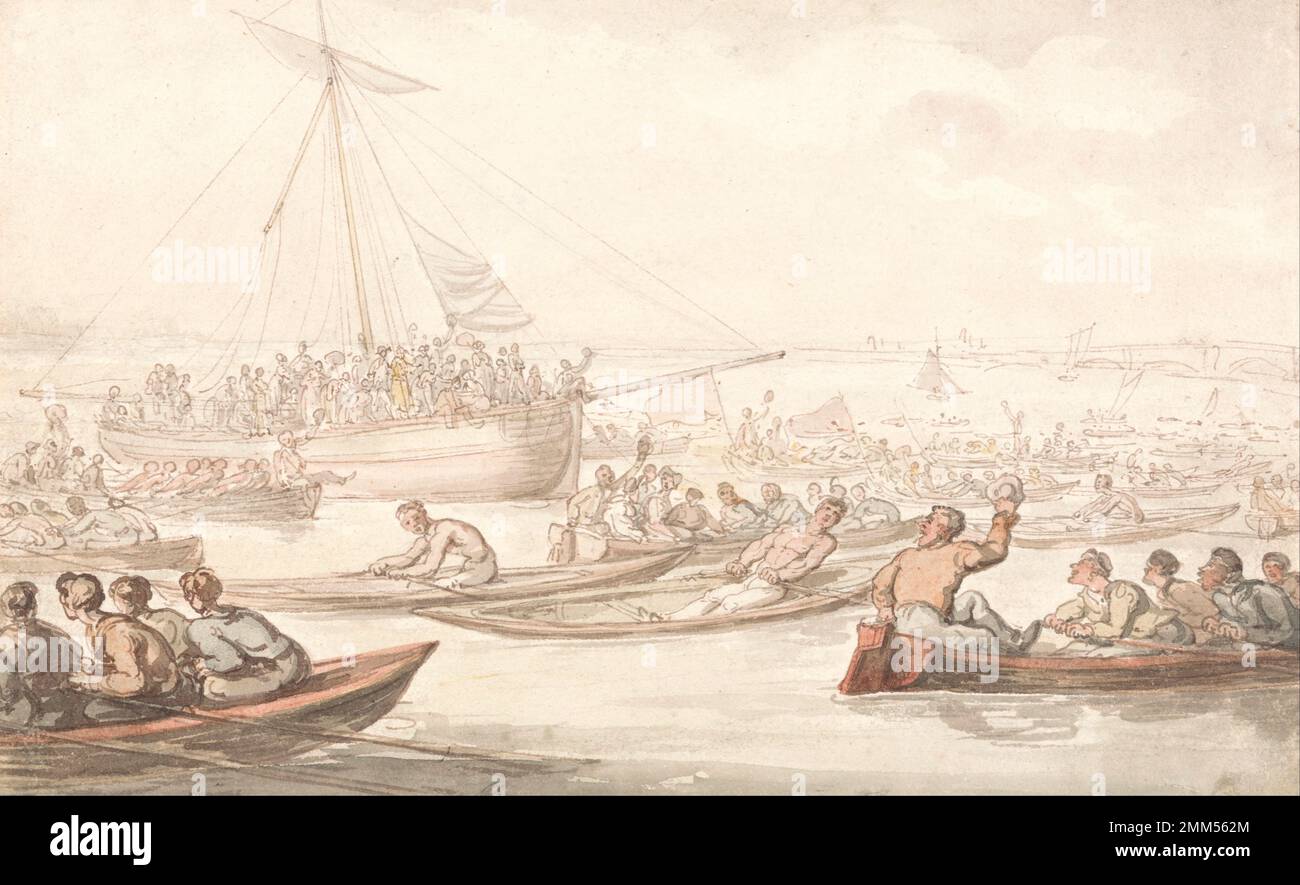 Thomas Rowlandson - das jährliche Sculling Race für Hundemantel und Abzeichen - 1805 - 1810 Uhr Stockfoto
