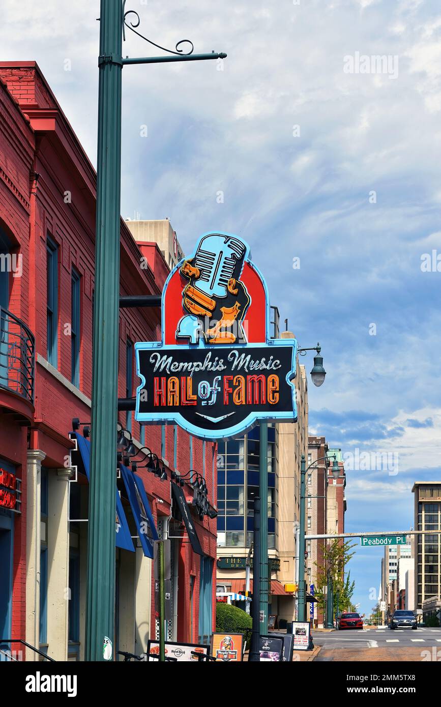 Memphis, TN, USA - 24. September 2019: Die Memphis Music Hall of Fame in der Nähe der Beale St ehrt Musiker, die mit der Stadt für ihre Leistungen verbunden sind Stockfoto