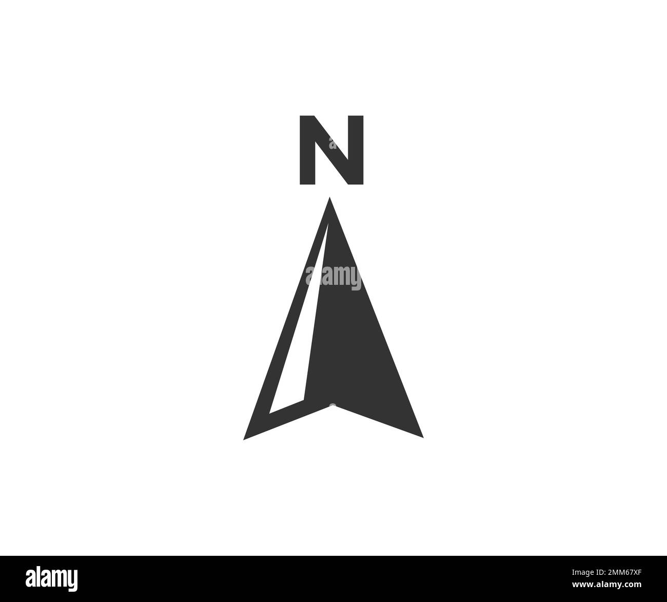 Design des Kompasspfeils in Richtung Norden. Geografische Position, Kartografie und Navigation, Windrose, nautisches Kartenvektordesign und -Illustration Stock Vektor