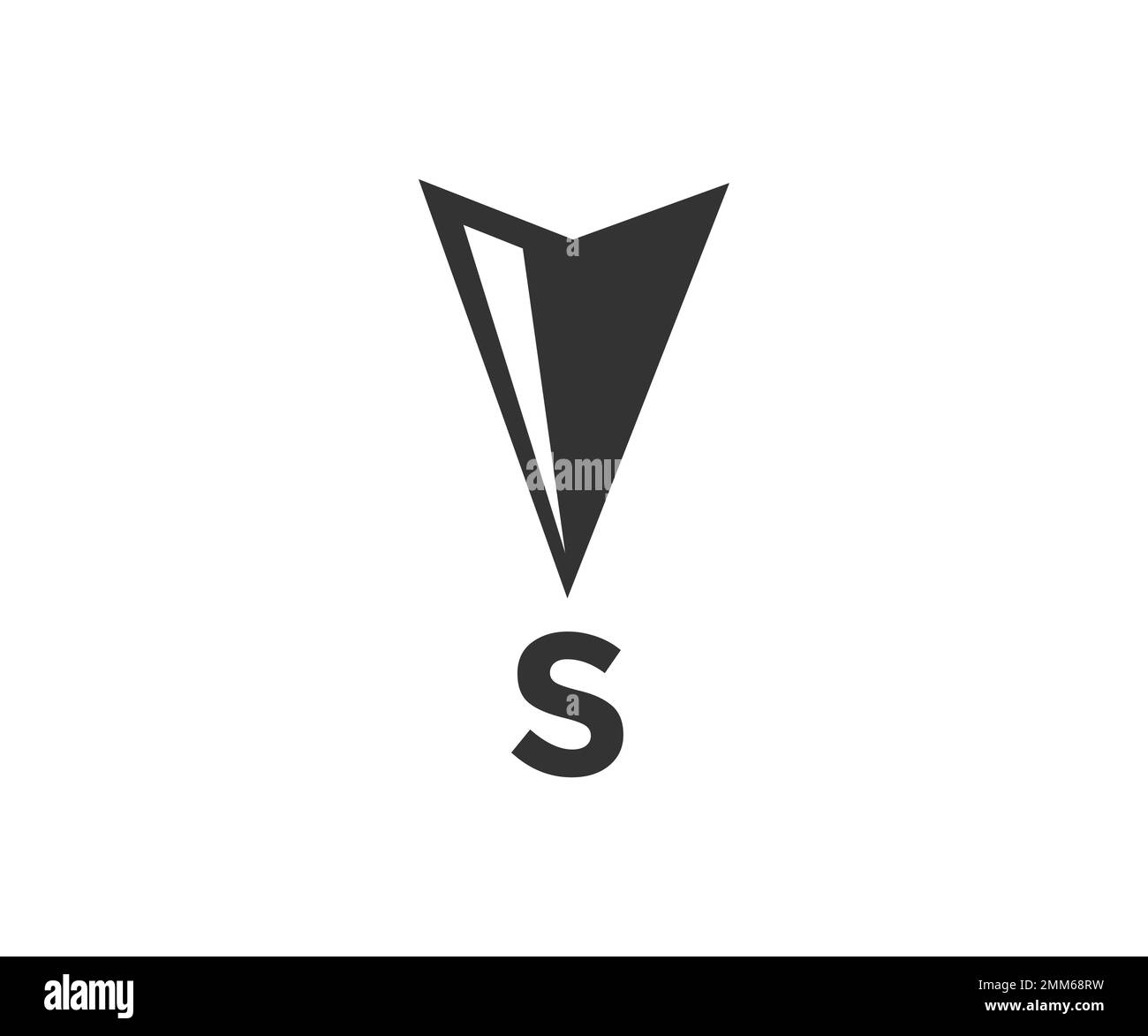 Design des Kompasspfeils in Richtung Süden. Geografische Position, Kartografie und Navigation, Windrose, nautisches Kartenvektordesign und -Illustration Stock Vektor