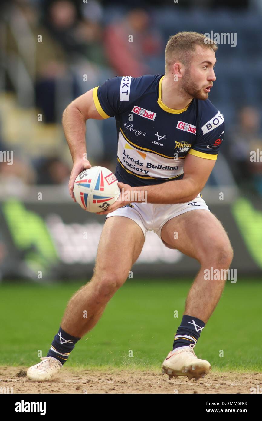 Leeds, Großbritannien. 29. Januar 2023. Headingley Stadium, St MichaelÕs Lane, Leeds, West Yorkshire, 29. Januar 2023 Leeds Rhinos gegen Bradford Bulls während des Vorsaison-Spiels der Keith Howard Foundation Trophy. Jarrod OÕConnor von Leeds Rhinos Credit: Touchlinepics/Alamy Live News Stockfoto