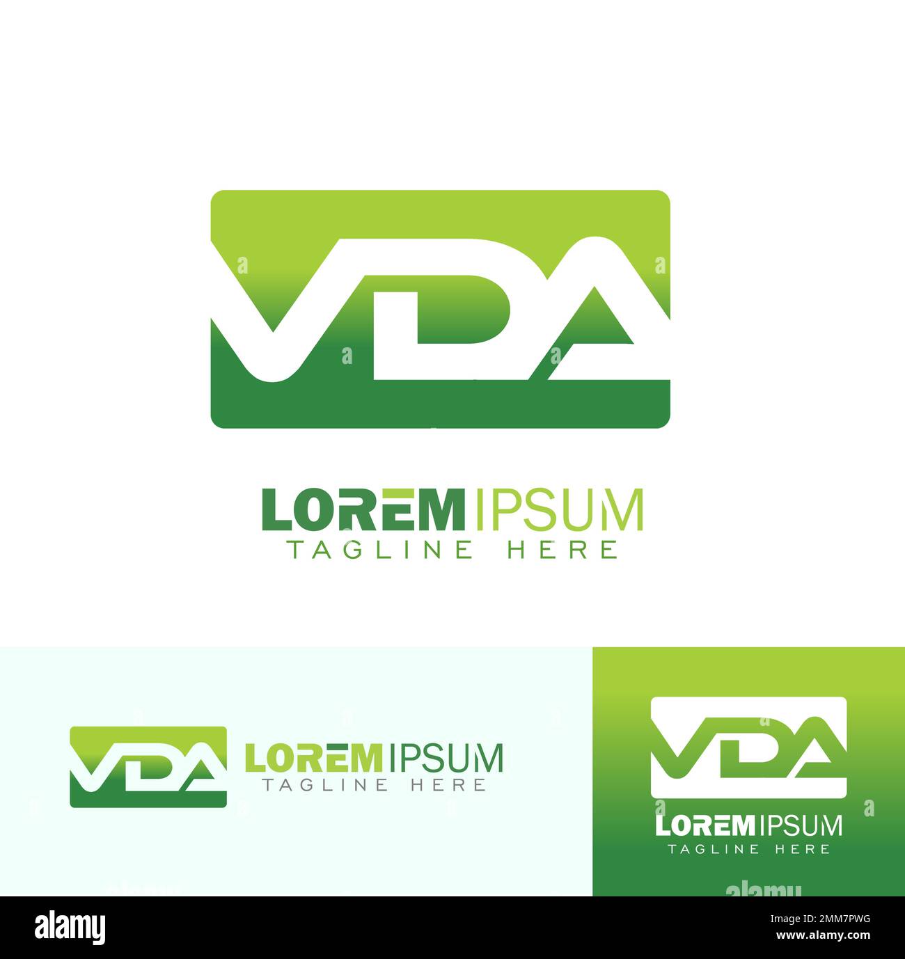 Ein Vektorbildsatz mit anfänglichem Logo-Zeichen für das VDA-Monogramm Stock Vektor
