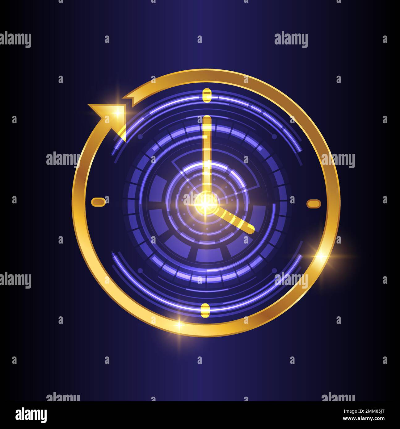 Eine Vektordarstellung des futuristischen Uhrensymbols Logo-Zeichens Stock Vektor