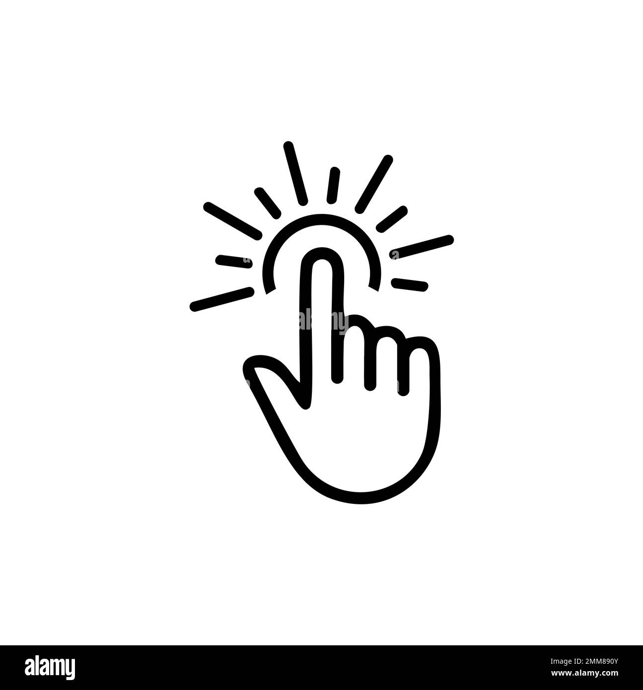 Eine Vektordarstellung des Logozeichens mit der zeigenden Hand für das Symbol Stock Vektor