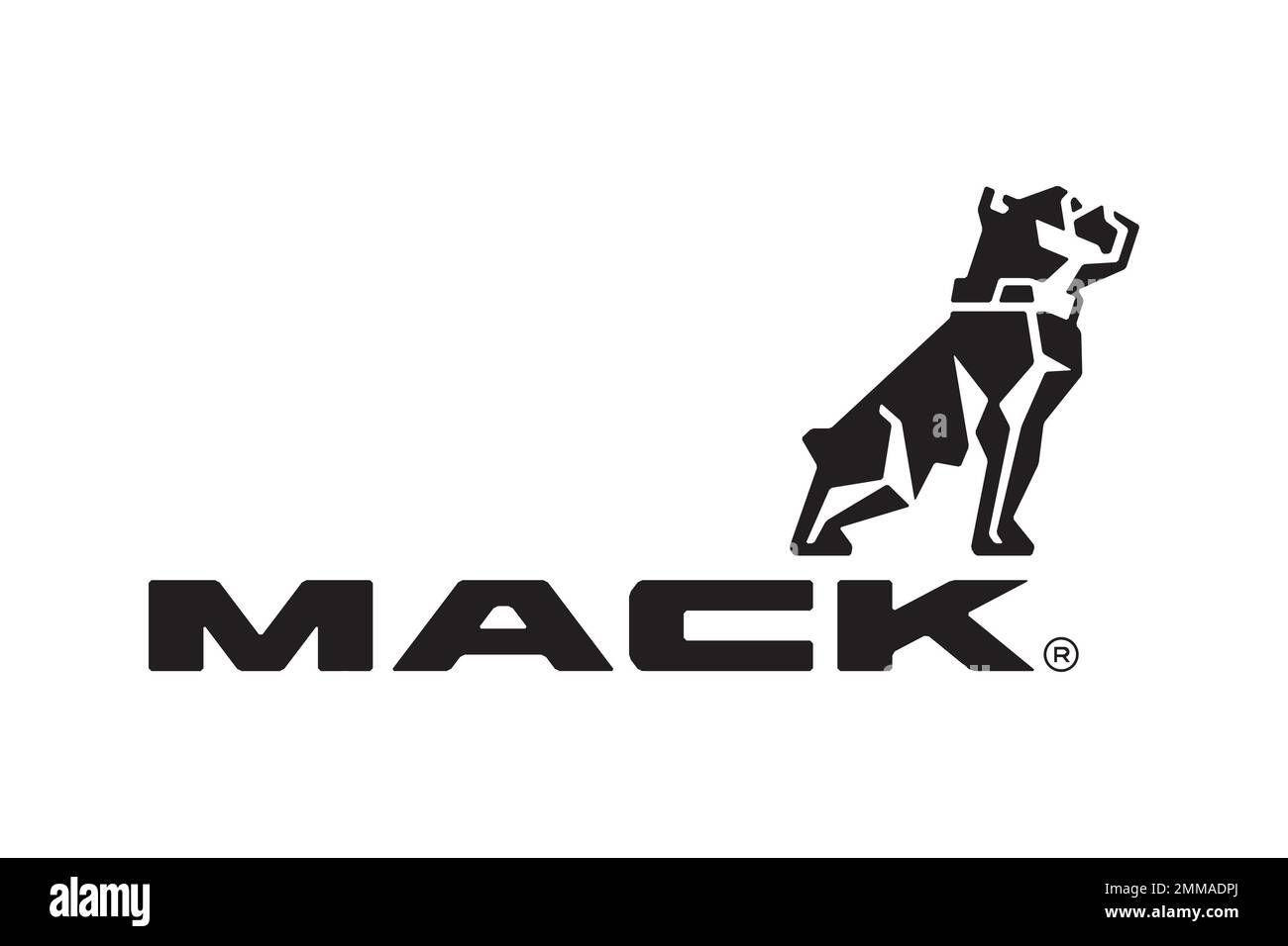 Mack Trucks, Weißer Hintergrund, Logo, Markenname Stockfoto