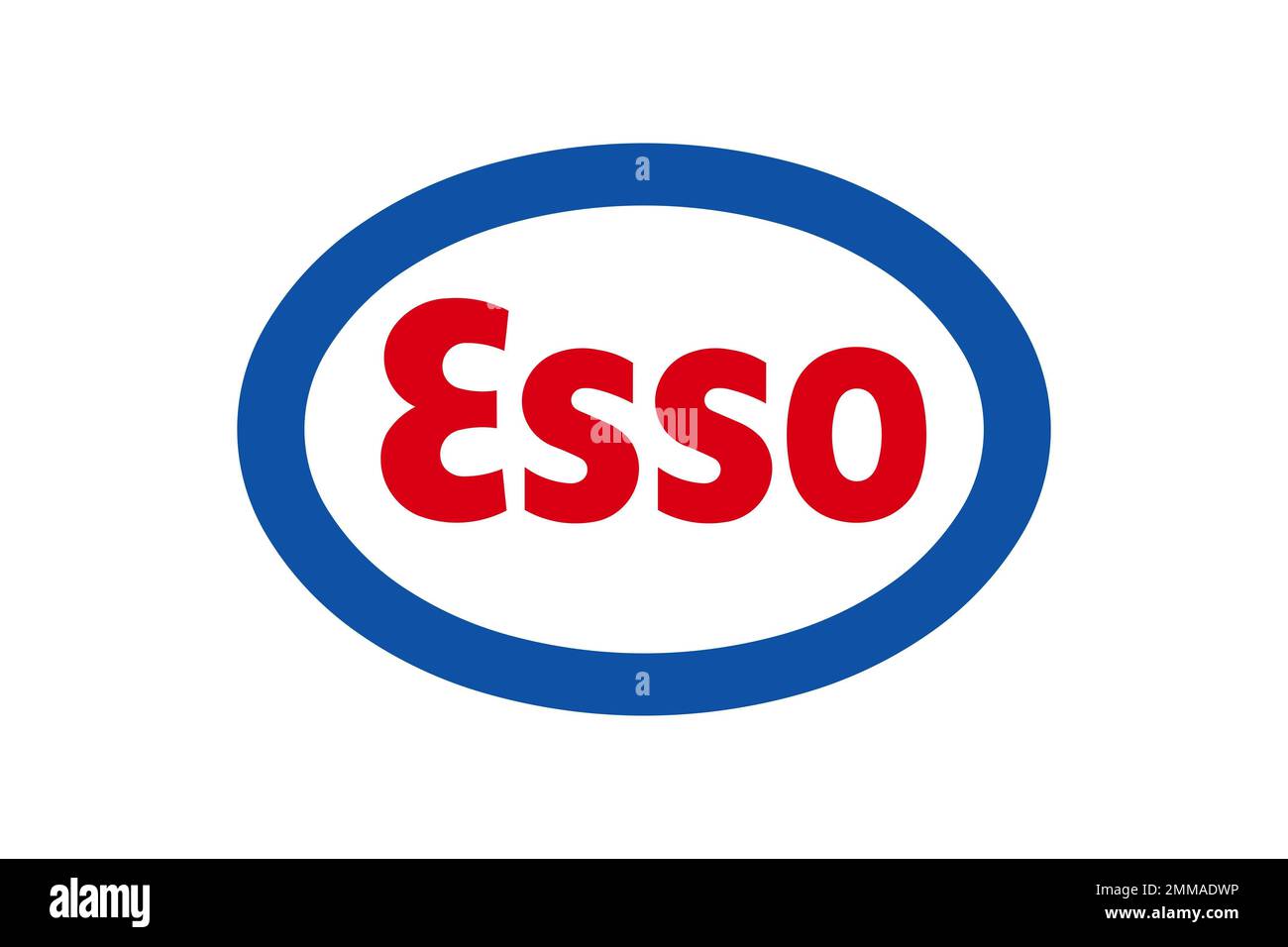 Esso, weißer Hintergrund, Logo, Markenname Stockfoto