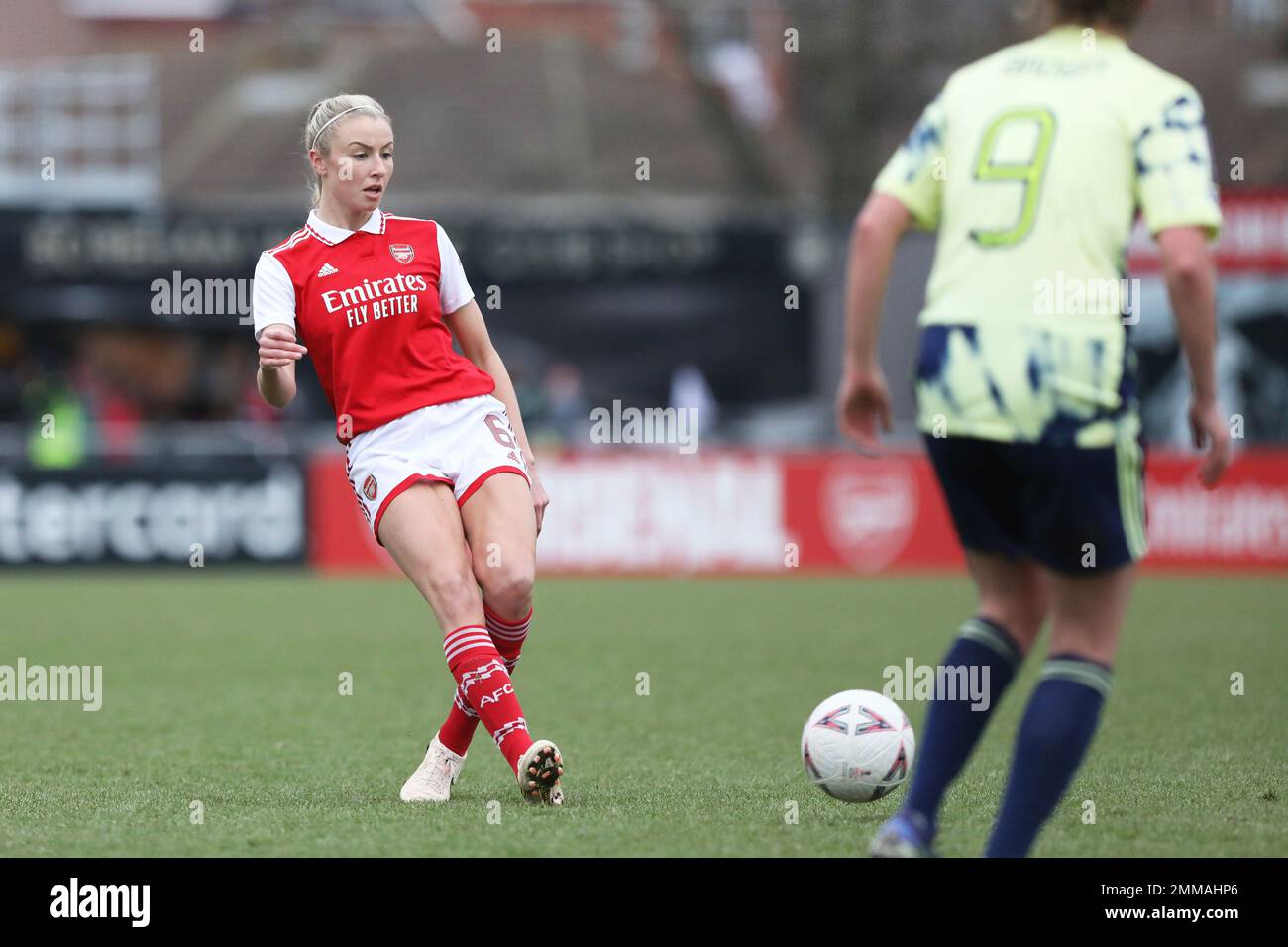 Borehamwood, Großbritannien. 29. Januar 2023. Leah Williamson von Arsenal Women am 29. Januar 2023 im Meadow Park, Borehamwood, England, während des Women's FA Cup 4. Round Match zwischen Arsenal Women und Leeds Utd Women. Foto: Joshua Smith. Nur redaktionelle Verwendung, Lizenz für kommerzielle Verwendung erforderlich. Keine Verwendung bei Wetten, Spielen oder Veröffentlichungen von Clubs/Ligen/Spielern. Kredit: UK Sports Pics Ltd/Alamy Live News Stockfoto