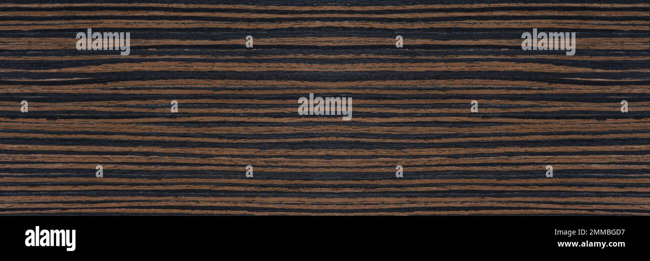 Dunkler Hintergrund in Ebony, exklusive natürliche Struktur in Ebony mit schwarzer und brauner Struktur. Foto von natürlichem Holzfurnier in hoher Auflösung. Stockfoto