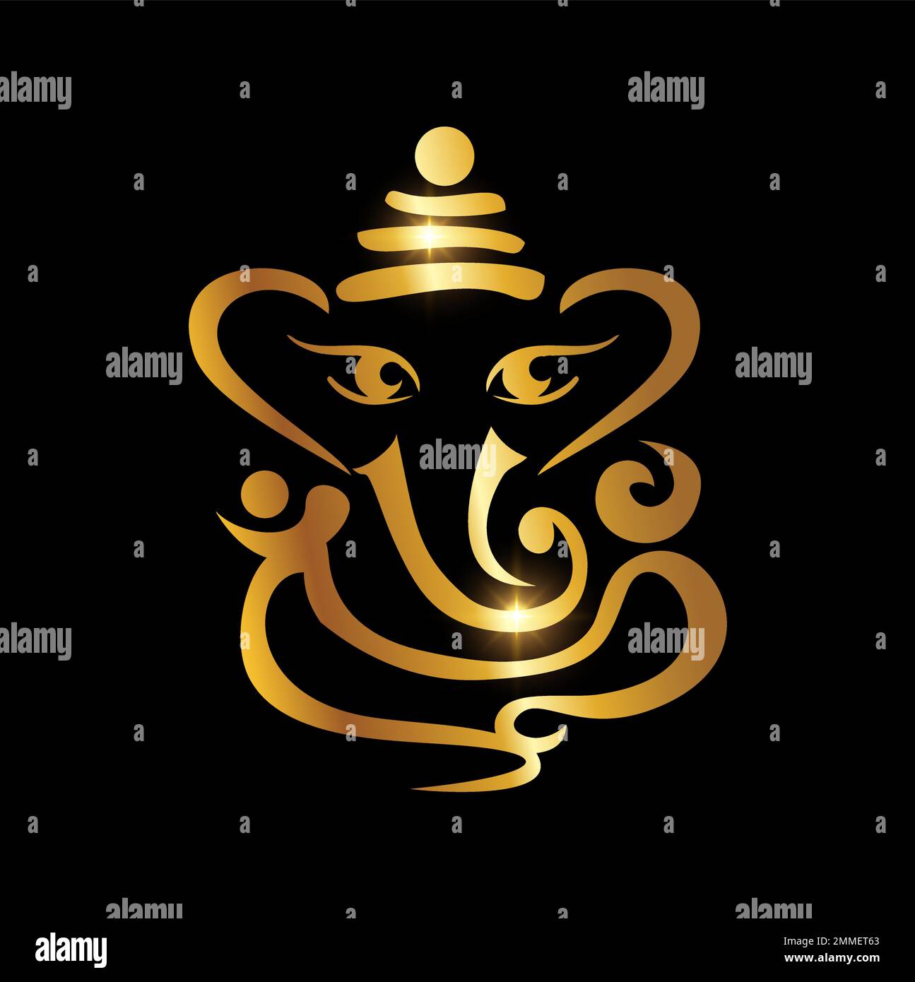 Eine Vektordarstellung des Goldenen Ganesh Puja. ganesh Chaturthi-Schild auf schwarzem Hintergrund mit goldenem Glanzeffekt Stock Vektor