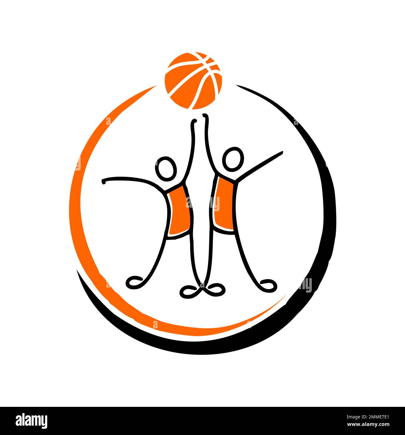 Eine Vektordarstellung des Logos einer Stickman-Figur für Basketball Stock Vektor