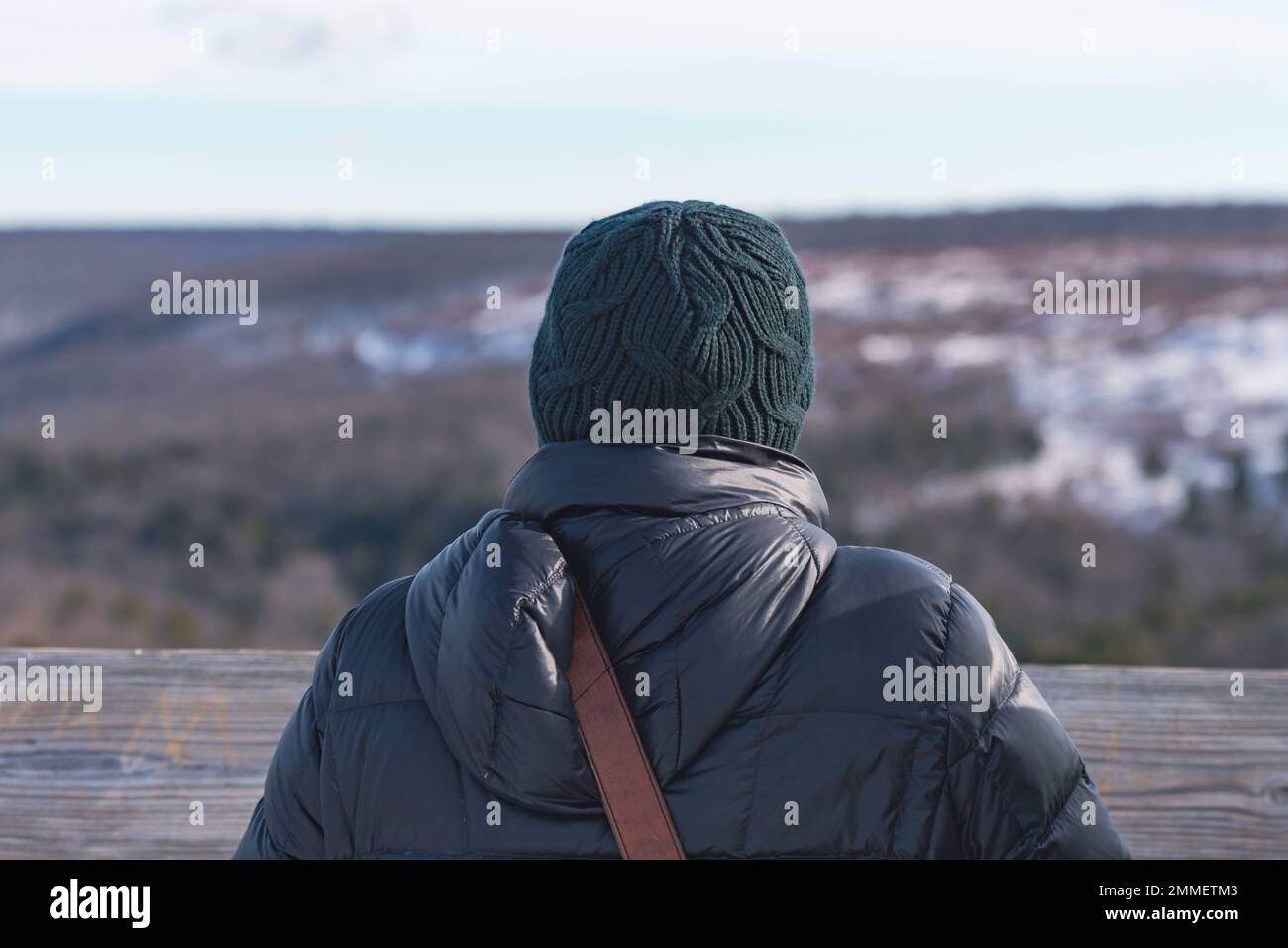 Winteraktivitäten Kinzua Brücke Alleghany National Forest Wintersaison kalter Schnee Stockfoto