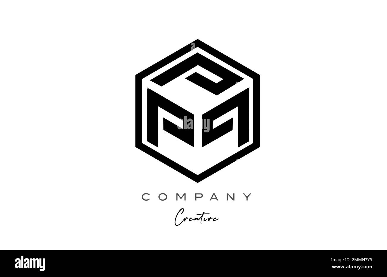 Logo mit drei Buchstaben und dem Buchstaben „Cube P“ und Polygon-Design. Kreative Vorlage für Unternehmen und Unternehmen Stock Vektor