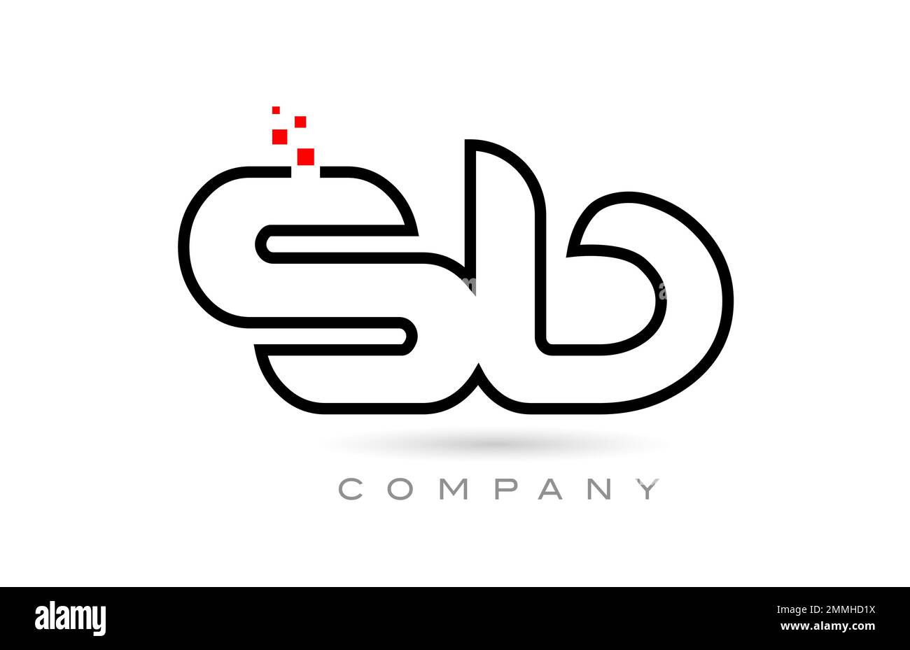 SB Connected Logo in Buchstabenkombination mit Punkten und Rot. Kreative Vorlage für Unternehmen und Unternehmen Stock Vektor