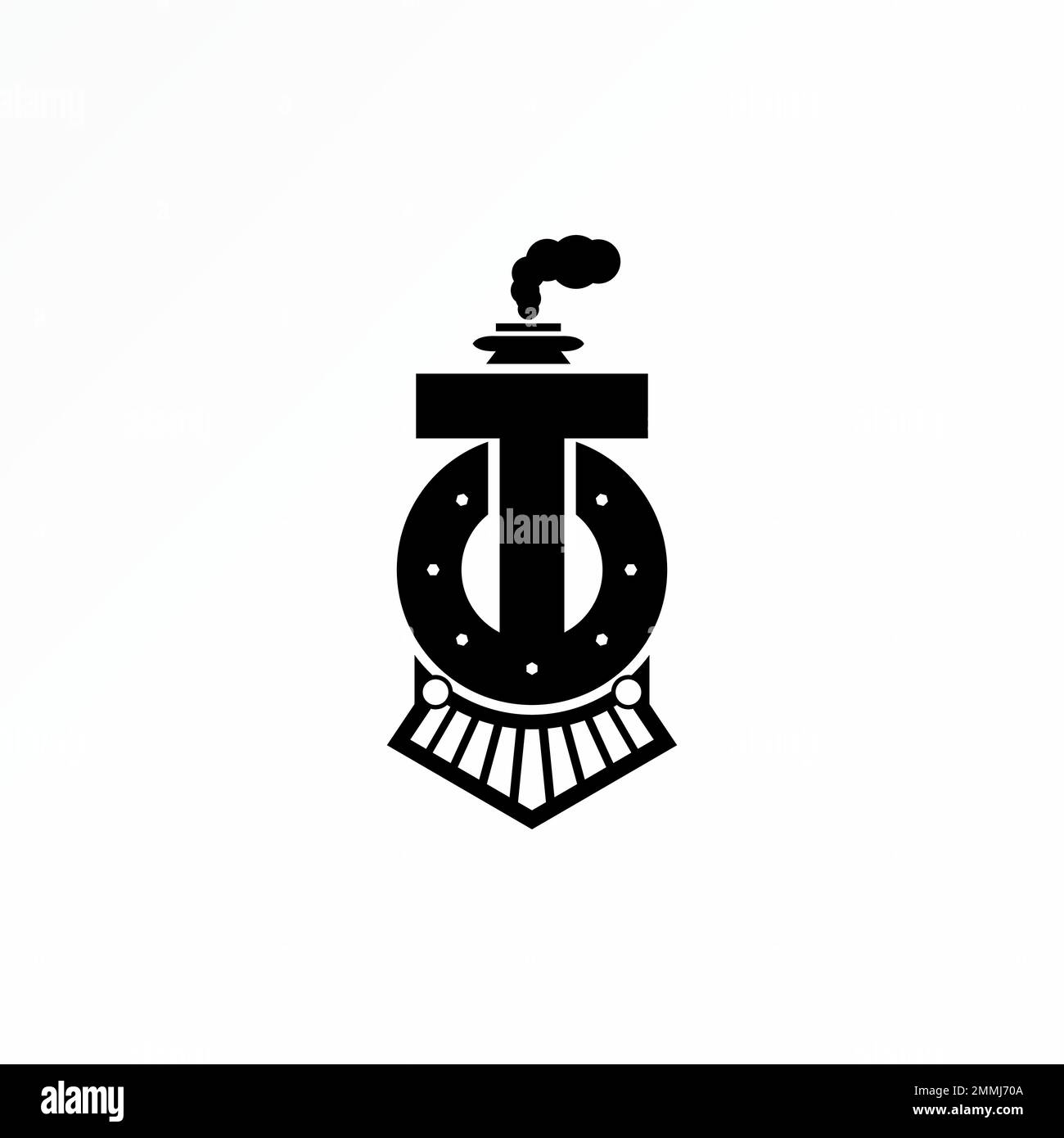 Buchstabe T oder AN Schriftart mit Zugkopf oder Lokomotive und Rauch Grafiksymbol Logo Design abstraktes Konzept Vektorvorrat Initial oder Transport Stock Vektor