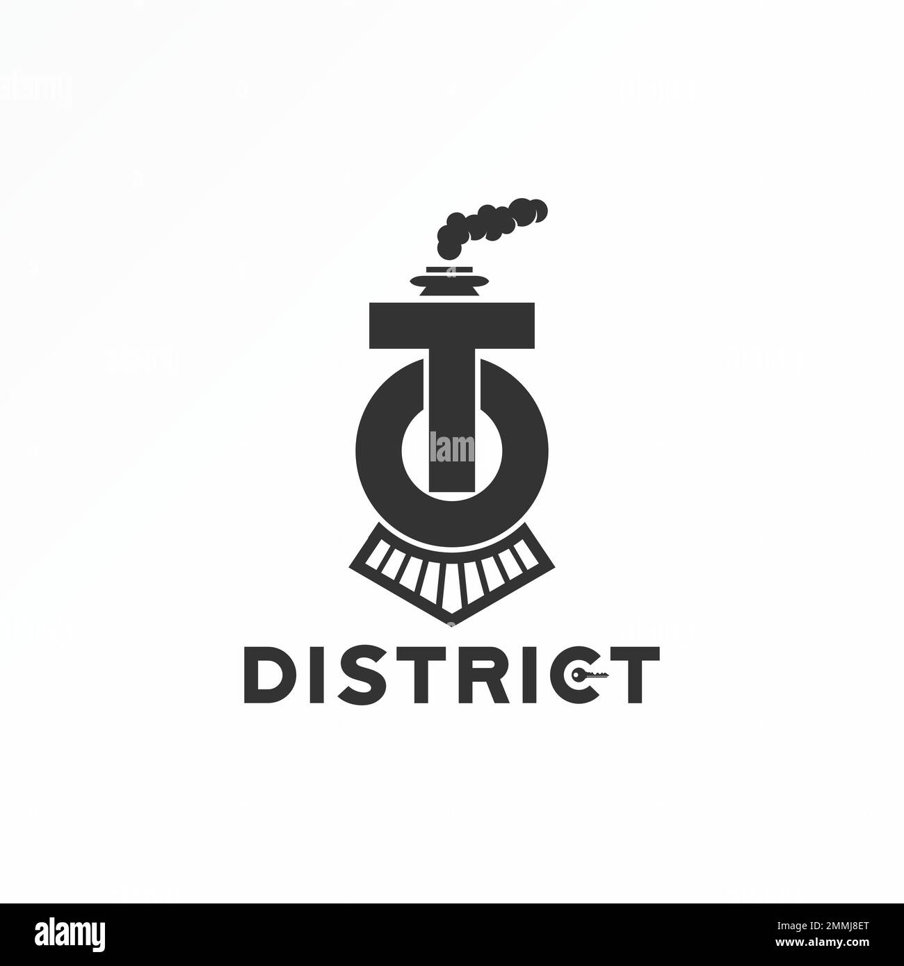 Buchstabe T oder AN Schriftart mit Zugkopf oder Lokomotive und Rauch Grafiksymbol Logo Design abstraktes Konzept Vektorvorrat Initial oder Transport Stock Vektor