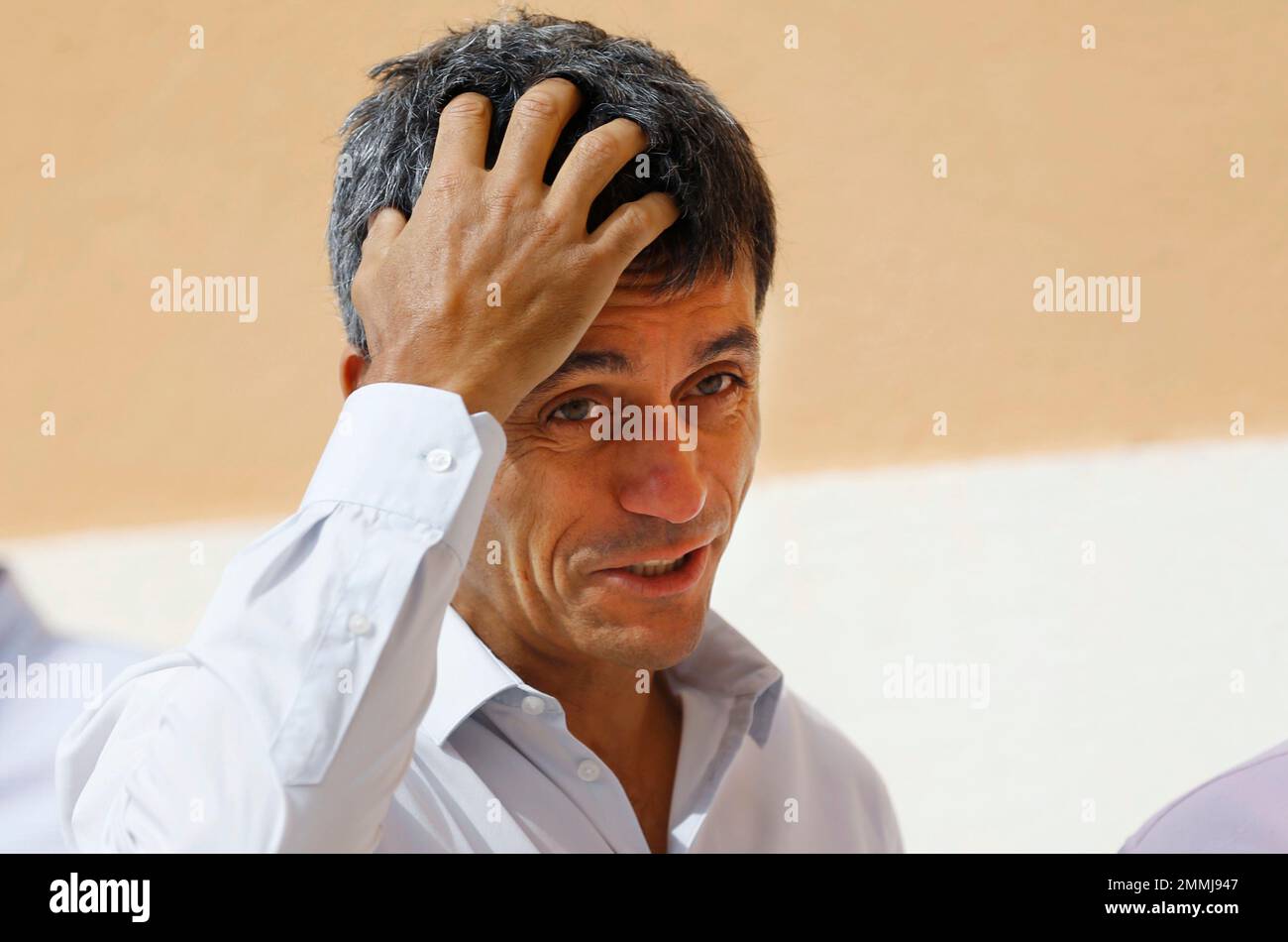 Portuguese tennis umpire Carlos Ramos attends the draw ahead of the
