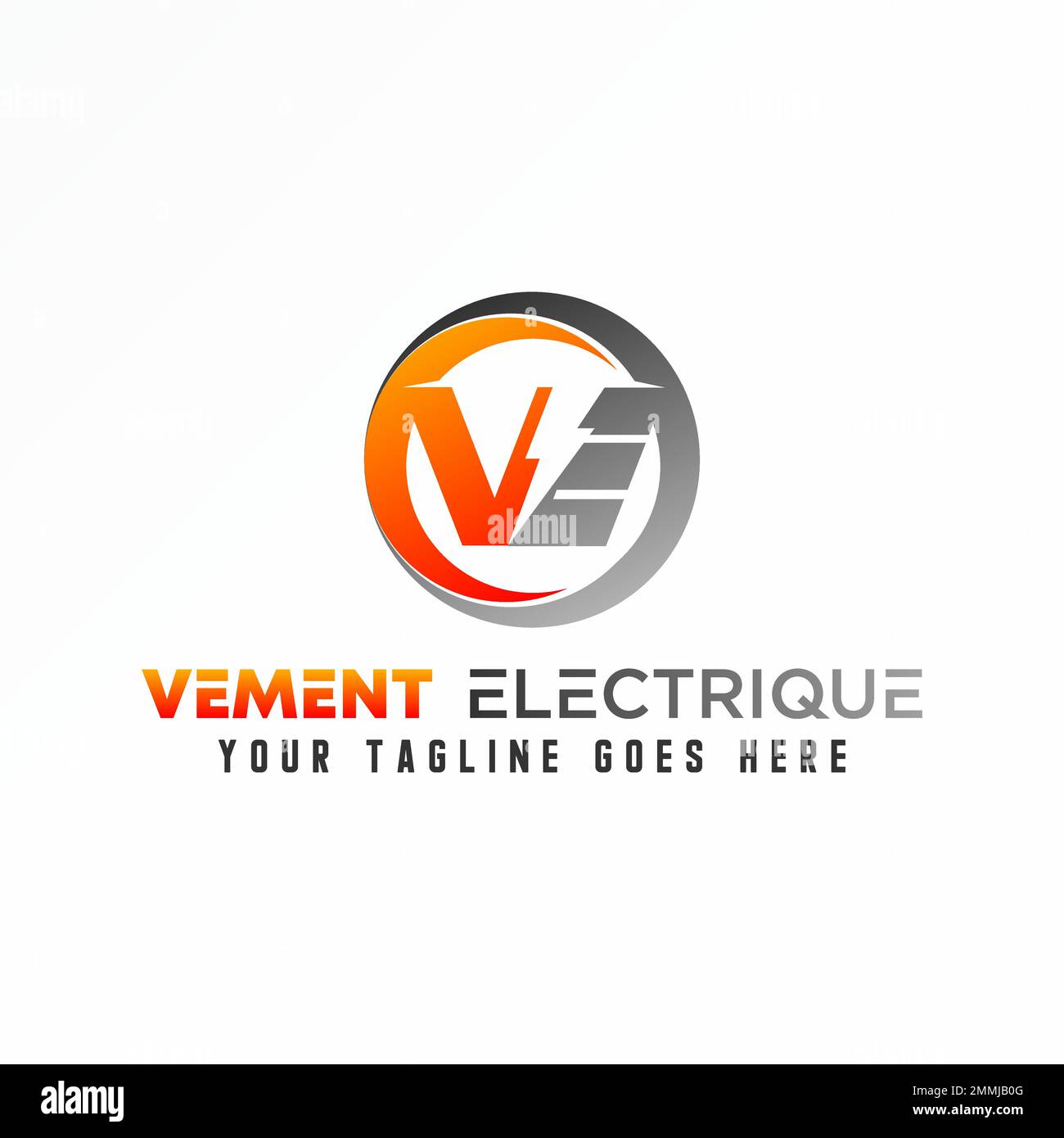 Buchstabe oder Wort VE- oder EV-Schriftart im Kreis mit Power oder elektrischem Bild Grafiksymbol Logo-Design abstraktes Konzept Vektorvorrat Initial oder Energie Stock Vektor