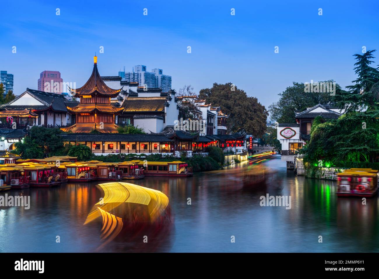 Nanjing Konfuzius-Tempel bei Nacht Stockfoto