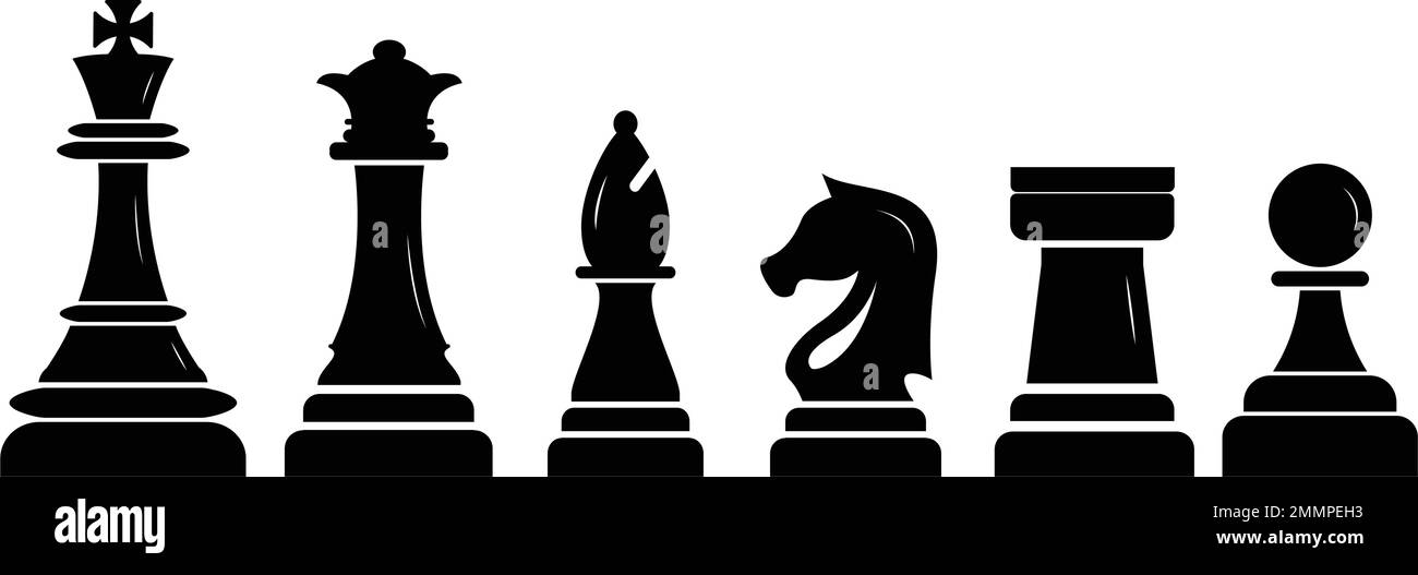 Setzt Schachsymbole Vektor König Quin Turm Bischofsritter und Bauer Stock Vektor