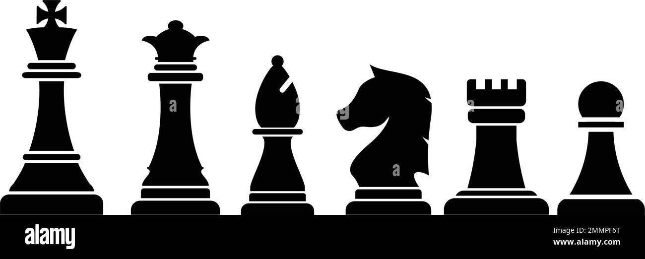 Setzt Schachsymbole Vektor König Quin Turm Bischofsritter und Bauer Stock Vektor