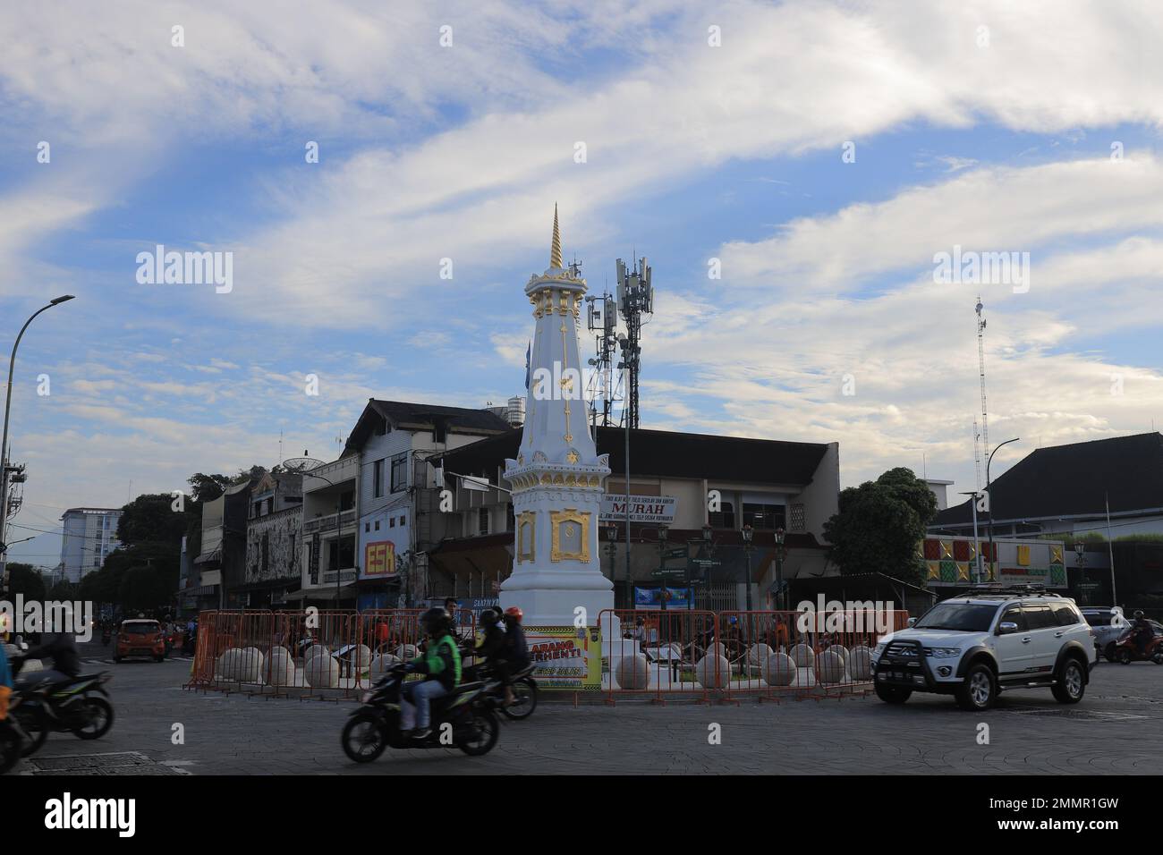 Wunderschöne Aussicht am Morgen in Tugu Yogyakarta (Indonesisch: Tugu Yogyakarta). Yogyakarta, Indonesien - 05. März 2021. Stockfoto