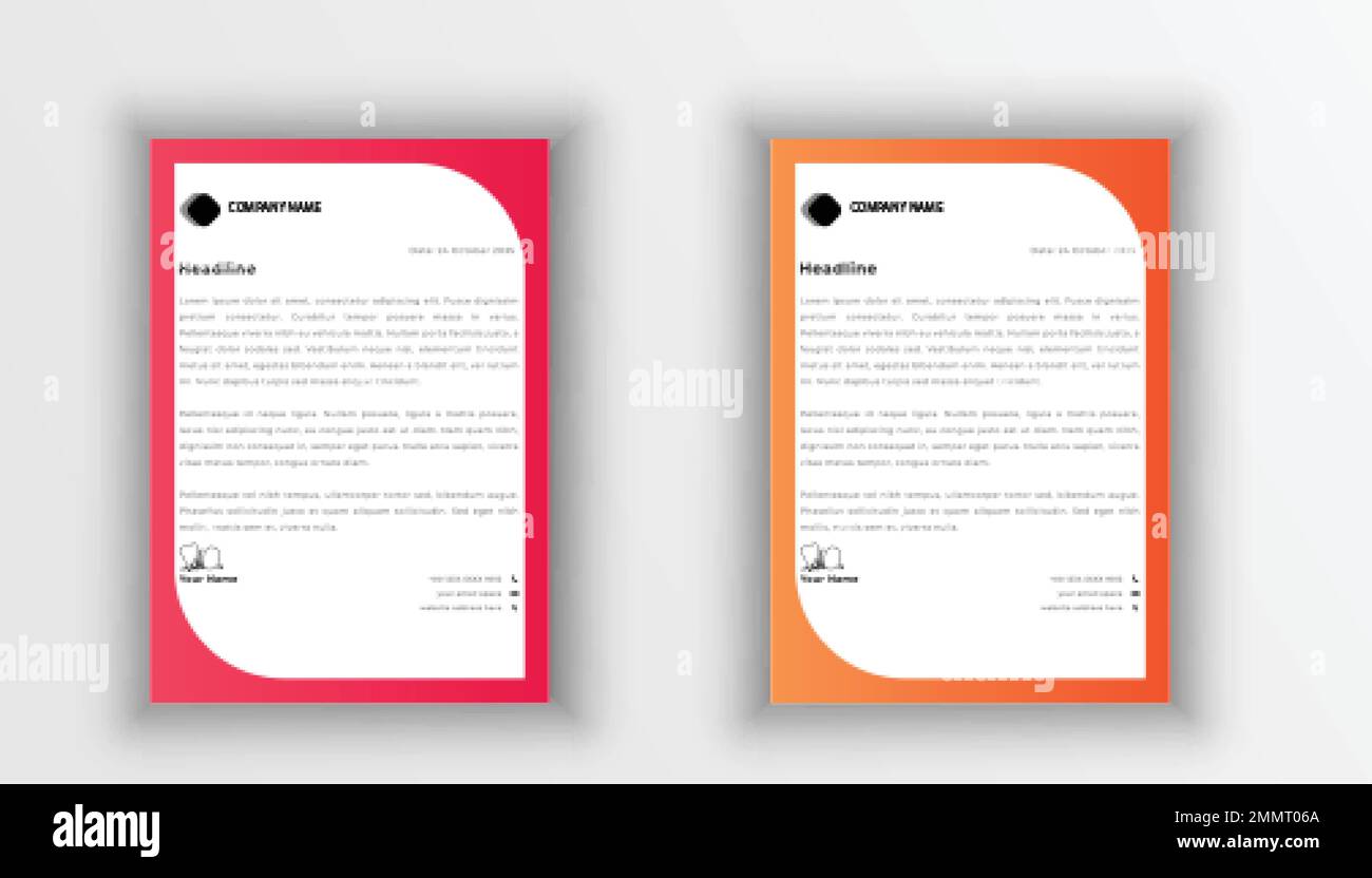 Professionelles Corporate Und Kreatives Briefkopfdesign Für Unternehmen. Druckbereite Briefkopfvorlage im A4-Format farbig. Professioneller Briefkopf. Stock Vektor