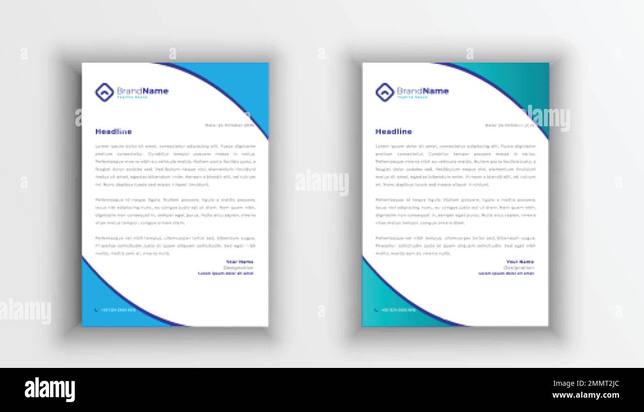 Professionelles Corporate Und Kreatives Briefkopfdesign Für Unternehmen. Druckbereite Briefkopfvorlage im A4-Format farbig. Professioneller Briefkopf. Stock Vektor