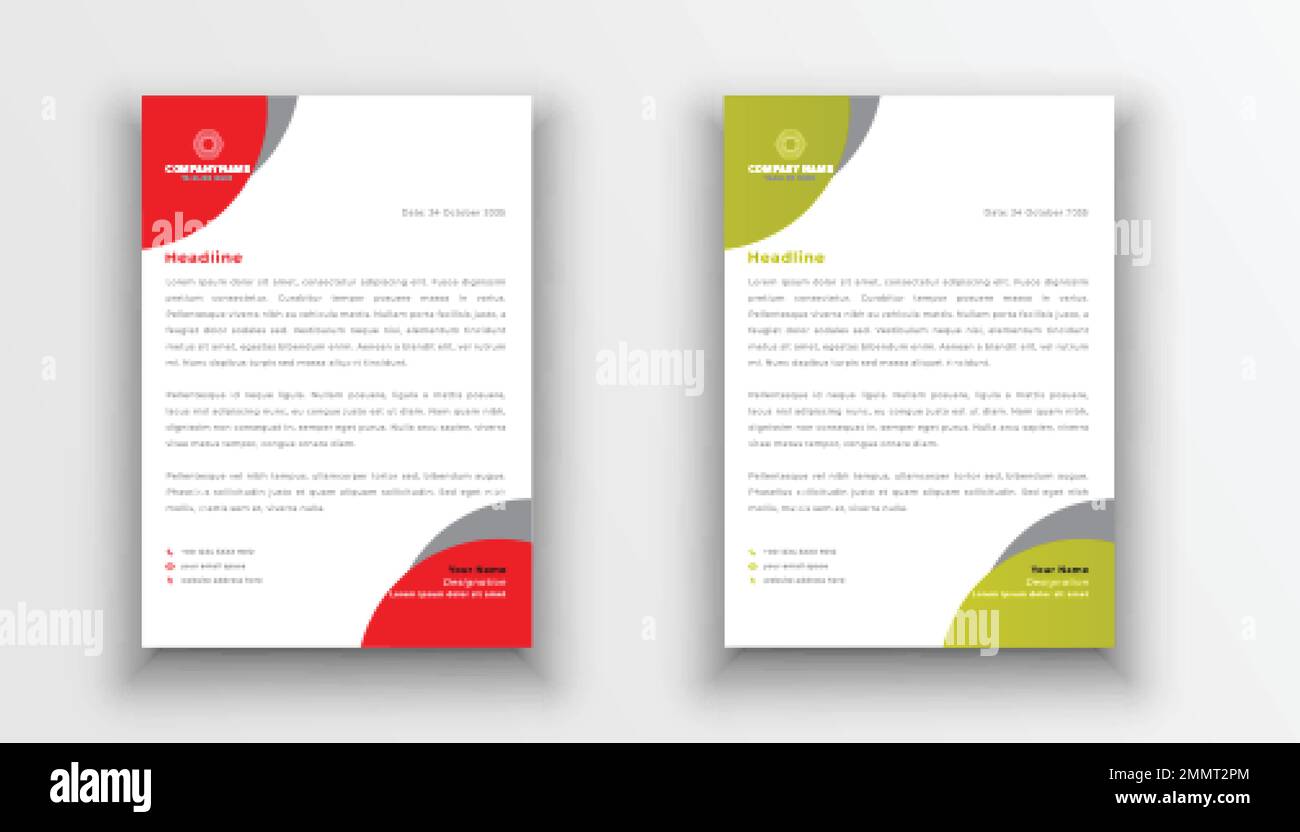 Professionelles Corporate Und Kreatives Briefkopfdesign Für Unternehmen. Druckbereite Briefkopfvorlage im A4-Format farbig. Professioneller Briefkopf. Stock Vektor