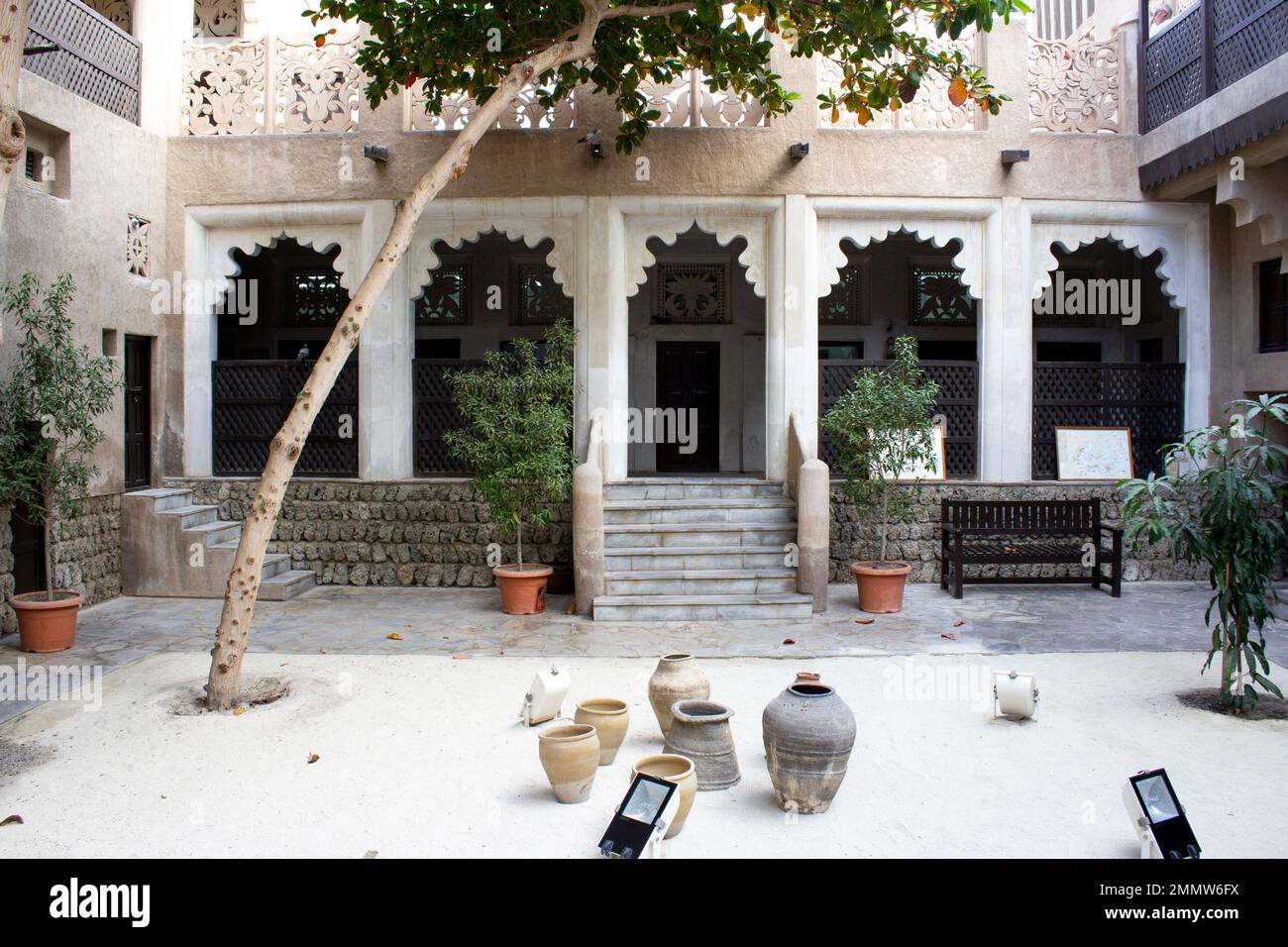 Dubai, Vereinigte Arabische Emirate - Januar 30. 2017: Historischer Bezirk al-Fahidi Stockfoto