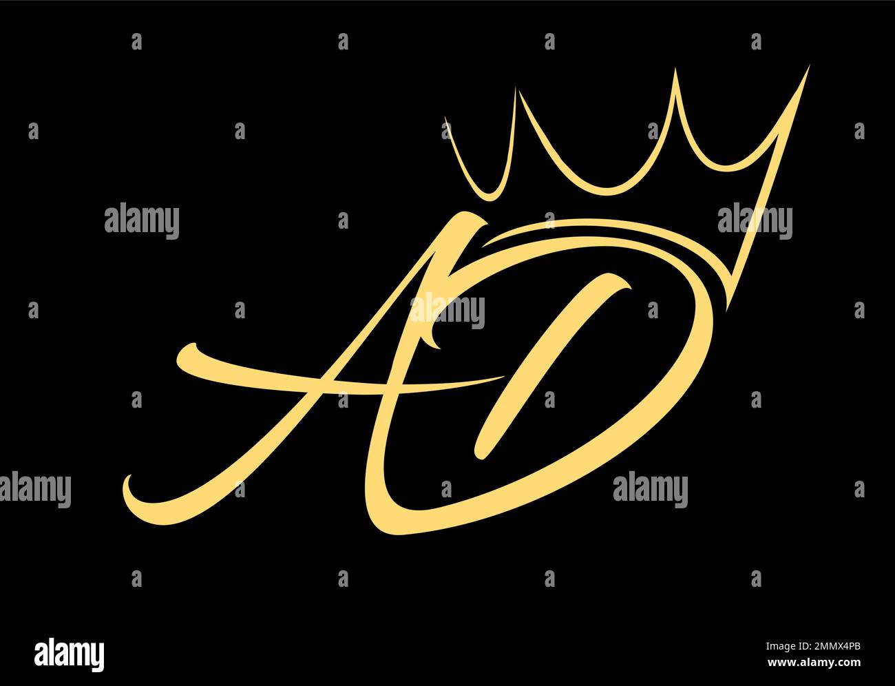 Eine Vektordarstellung auf schwarzem Hintergrund der ersten Anzeige für das Crown Monogram Logo Stock Vektor