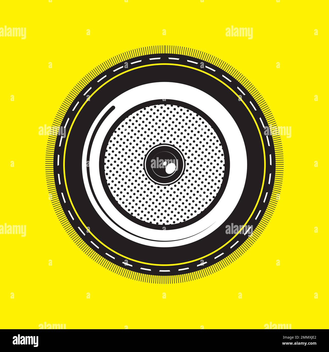 Subwoofer Für Akustische Lautsprecher. Vektordarstellung im Retro-Flat-Stil. Grafikdesign In Kontrastfarben Stock Vektor