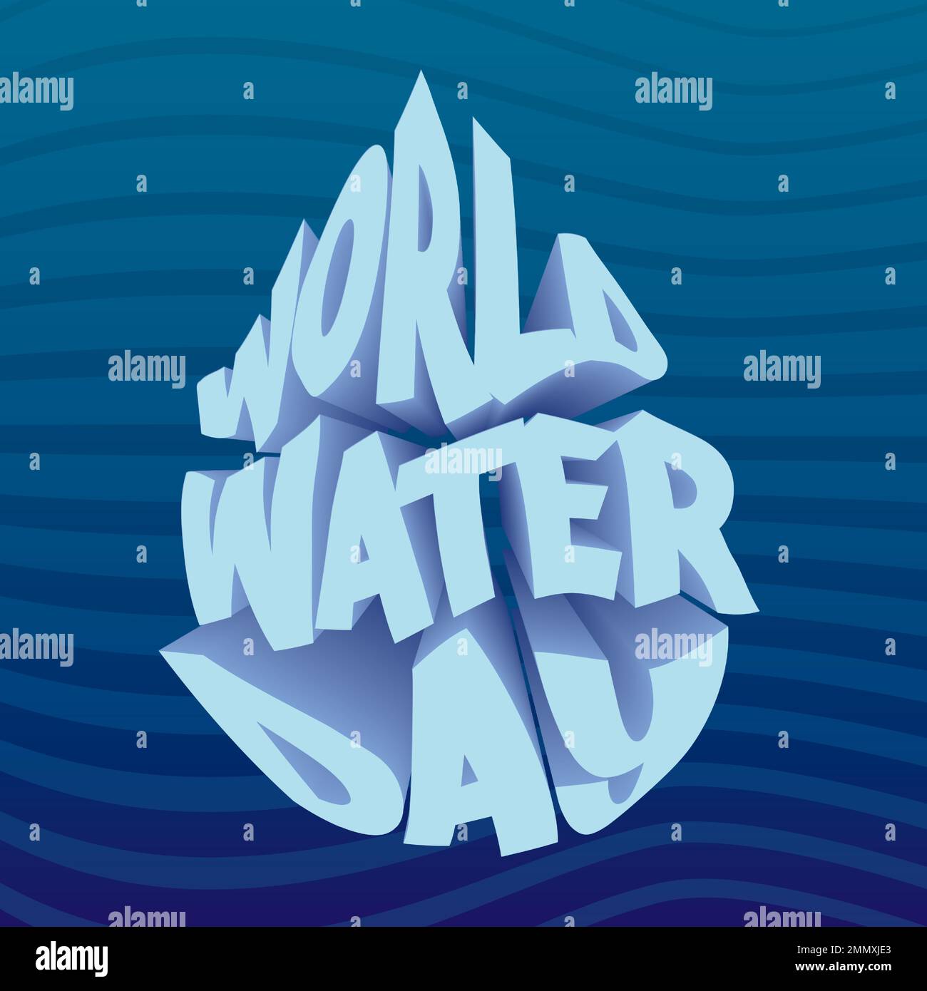 Design-Illustration des World Water Day. Abstraktes Wassertropfenkonzept des Vektors. Moderner 3D-Textstil Stock Vektor