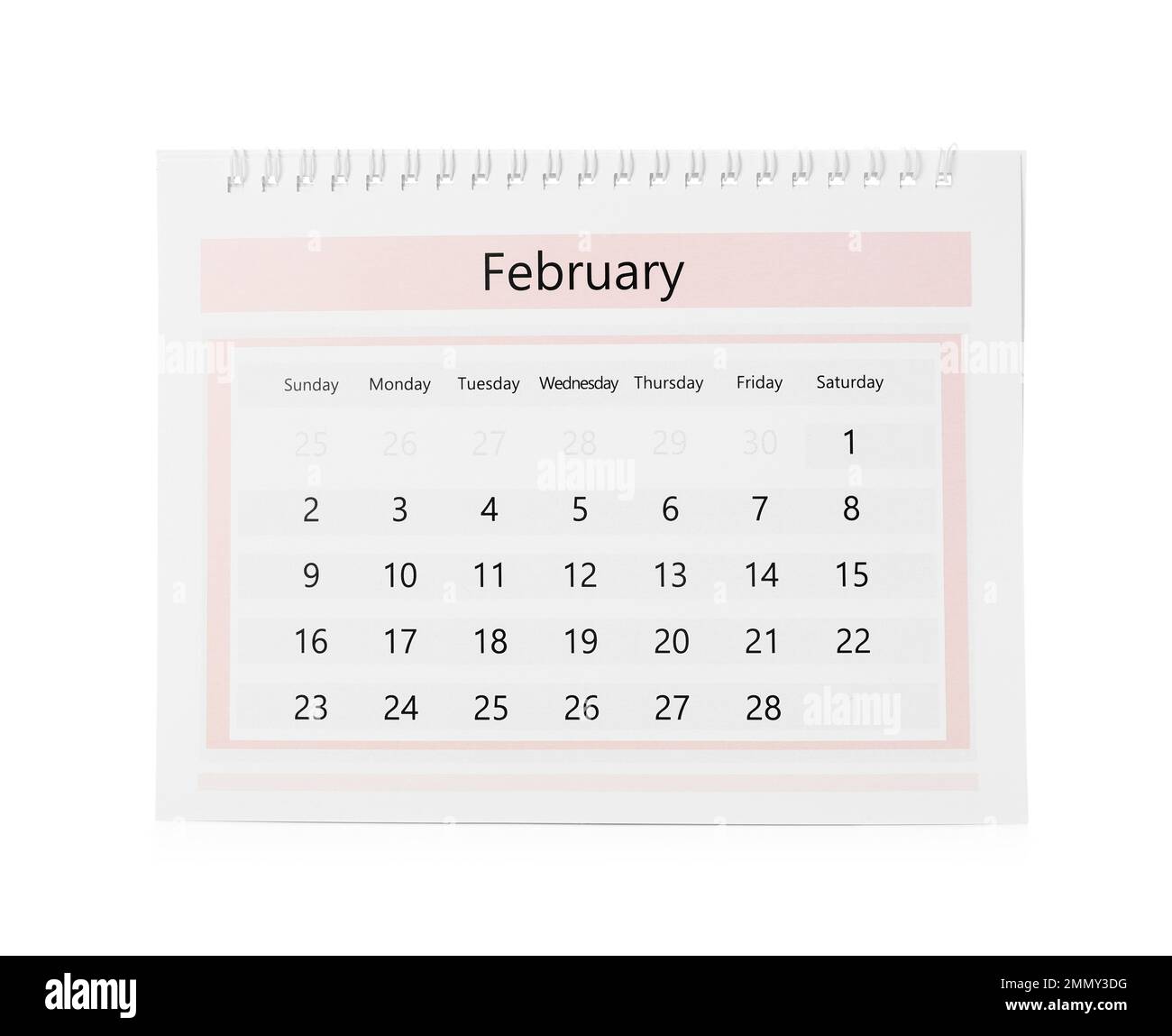 Papierkalender isoliert auf weiß. Planungskonzept Stockfoto