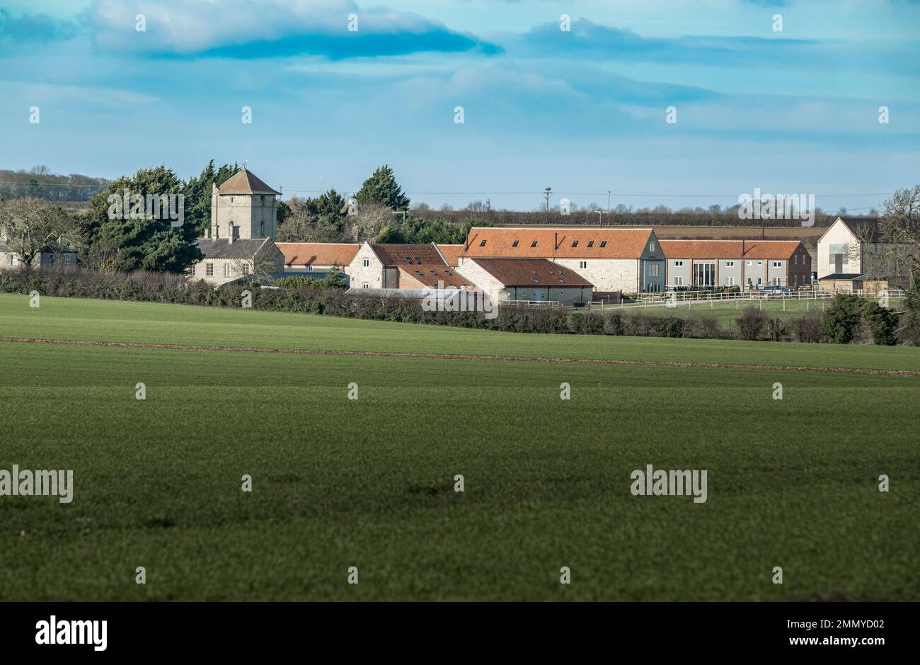 Temple Bruer, Sleaford, Lincolnshire - Tempelturm aus dem 12. Jahrhundert oder Temple Bruer Preceptory Stockfoto