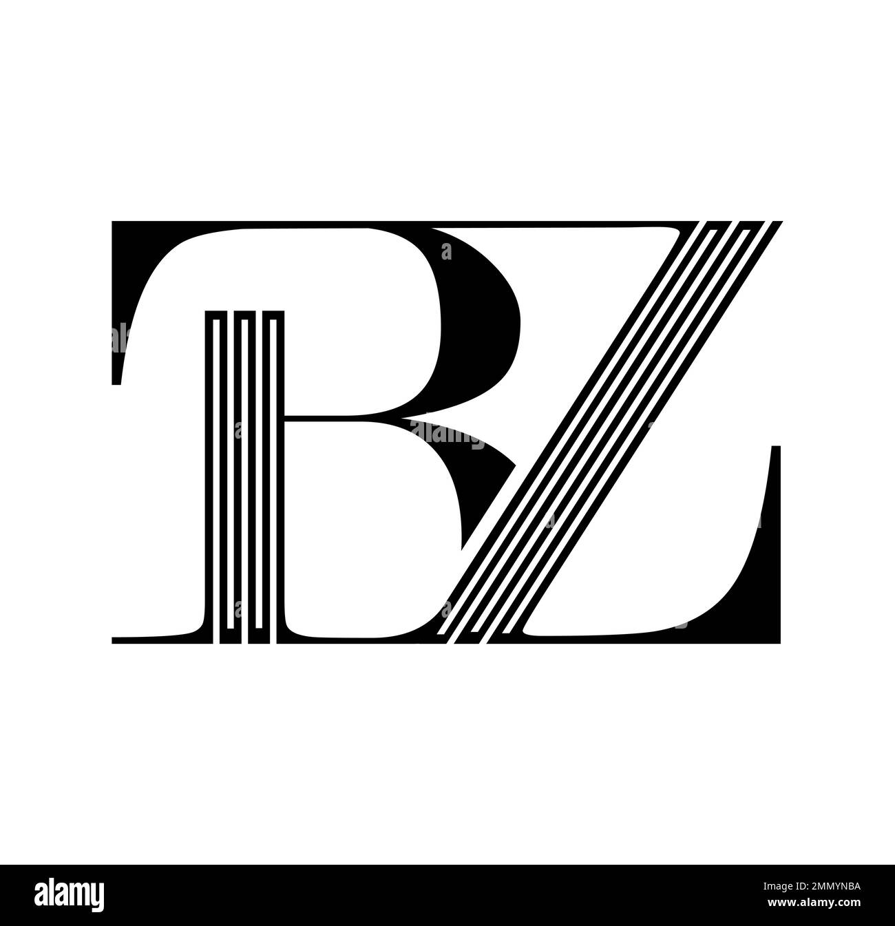 Vektordarstellung isoliert auf weißem Hintergrund von Monogramm-Logo Vektorbuchstaben BZ Stock Vektor