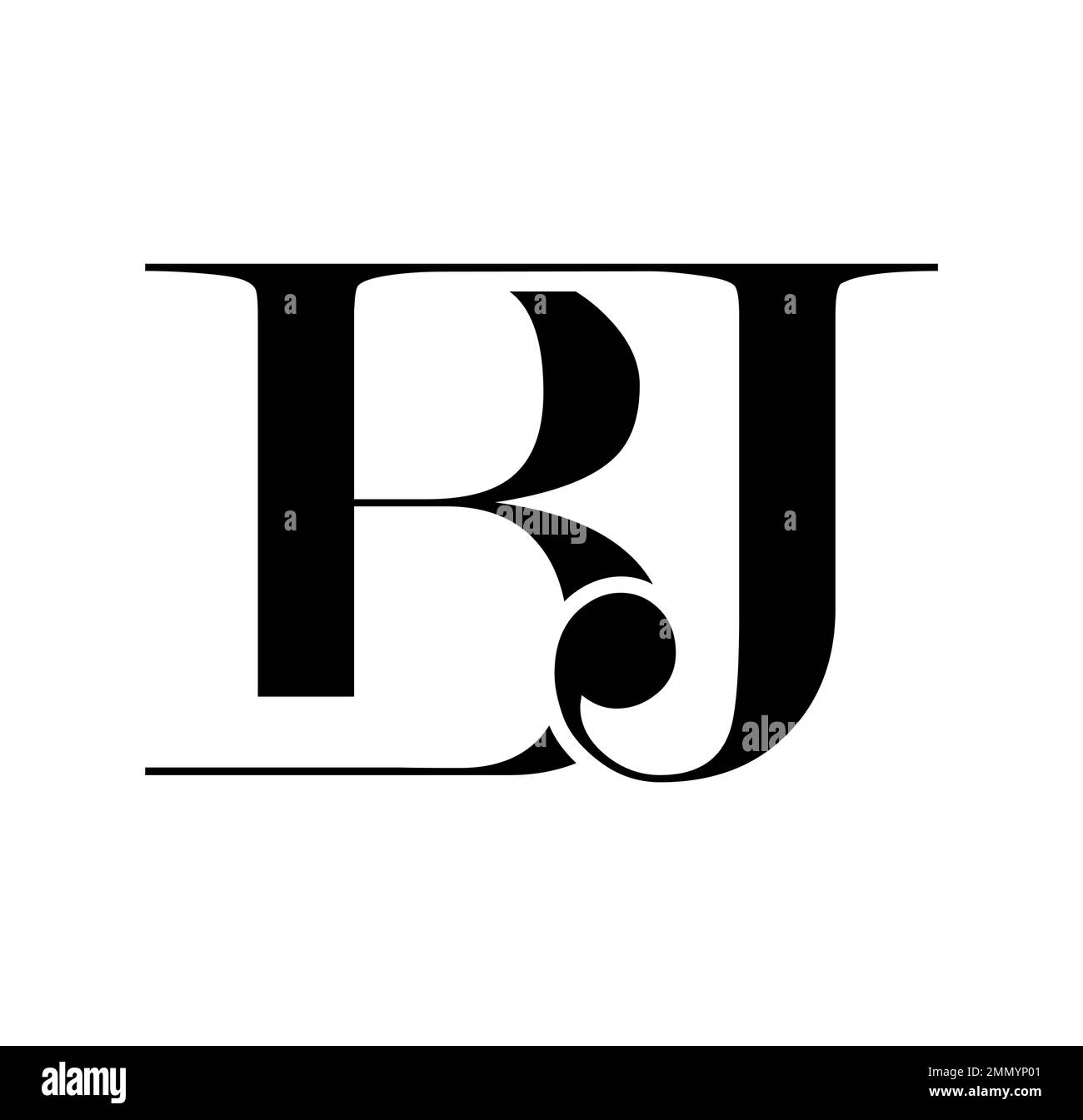 Vektordarstellung isoliert auf weißem Hintergrund von Monogramm-Logo Vektorbuchstaben BJ Stock Vektor