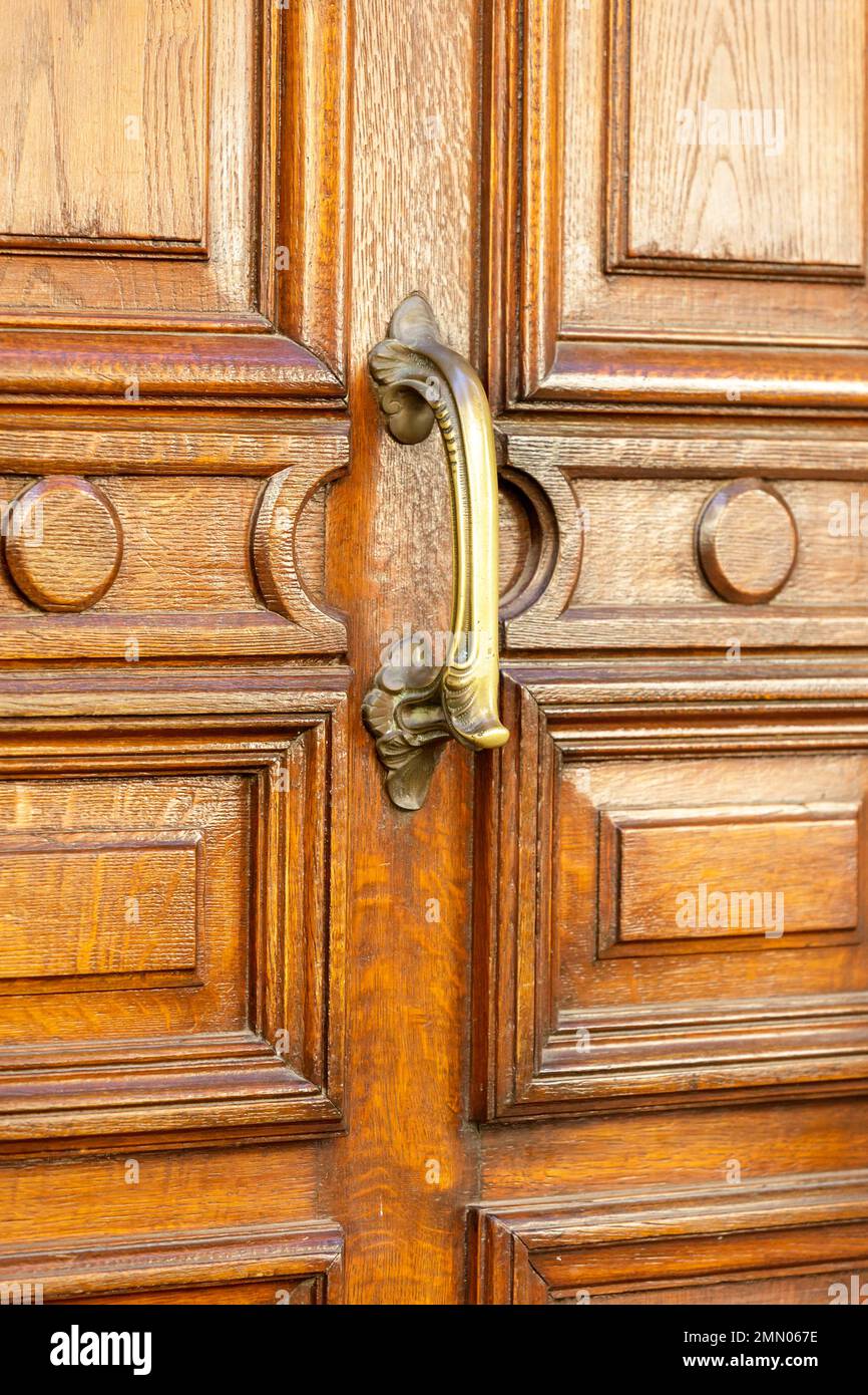 Frankreich, Meurthe et Moselle, Nancy, Türgriff am Eingang eines Apartmentgebäudes im Jugendstil in der Avenue Anatole France Stockfoto