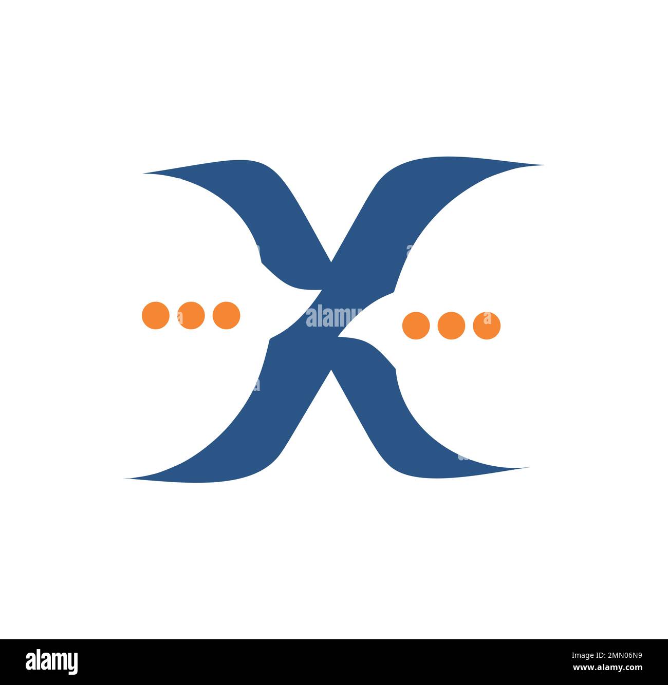 Eine Vektordarstellung des ersten Symbols für den Buchstaben X im Monogramm „Bubble Chat“ auf isoliertem weißem Hintergrund Stock Vektor
